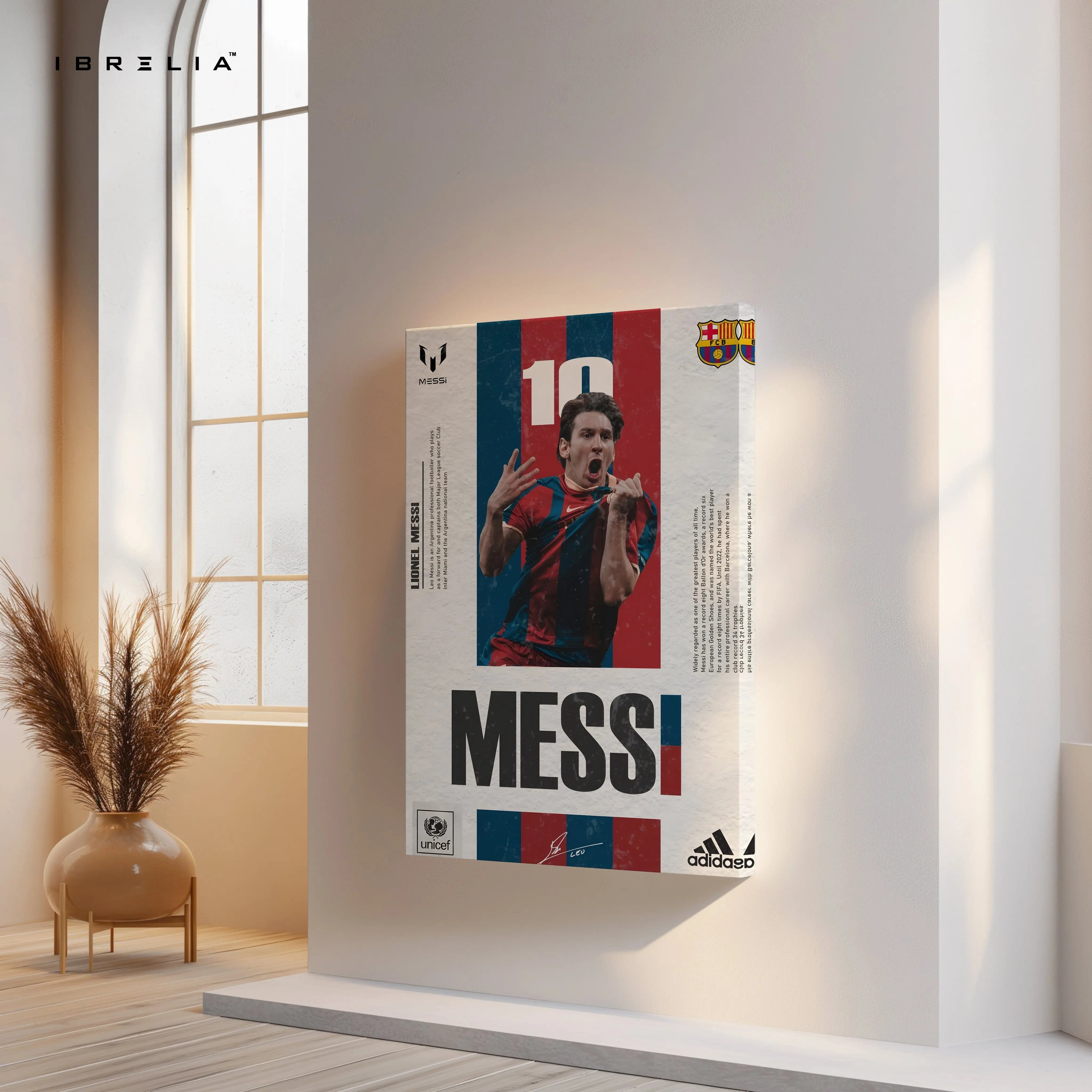 Lionel Messi FC Barcelona Iconic No.10 Poster Art – 4K Ultra Wrap Frame Wall Art in Pakistan | IBRELIA™ IBRELIA
