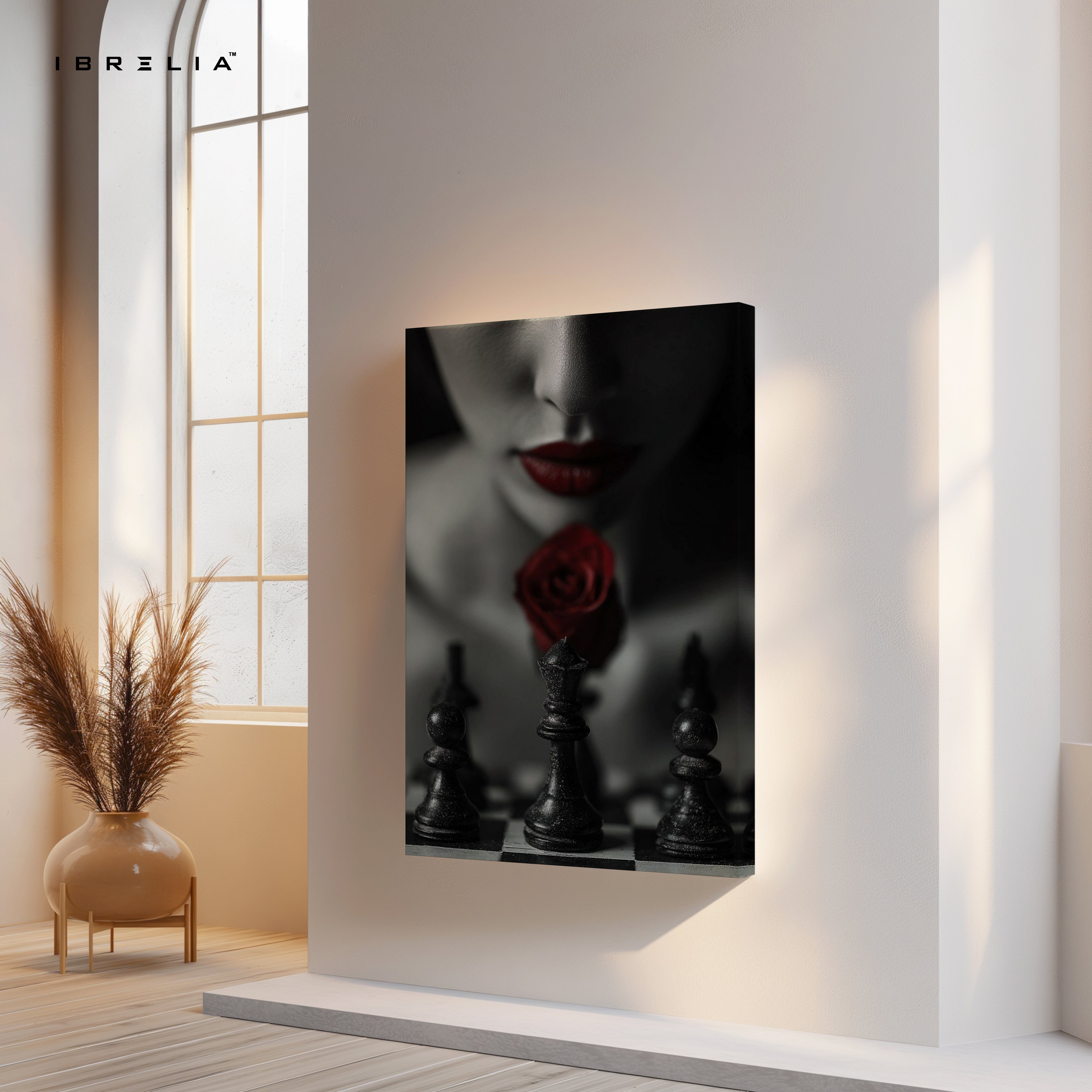 Crimson Rose Chess Noir Art – 4K Ultra Wrap Frame Wall Art in Pakistan | IBRELIA™