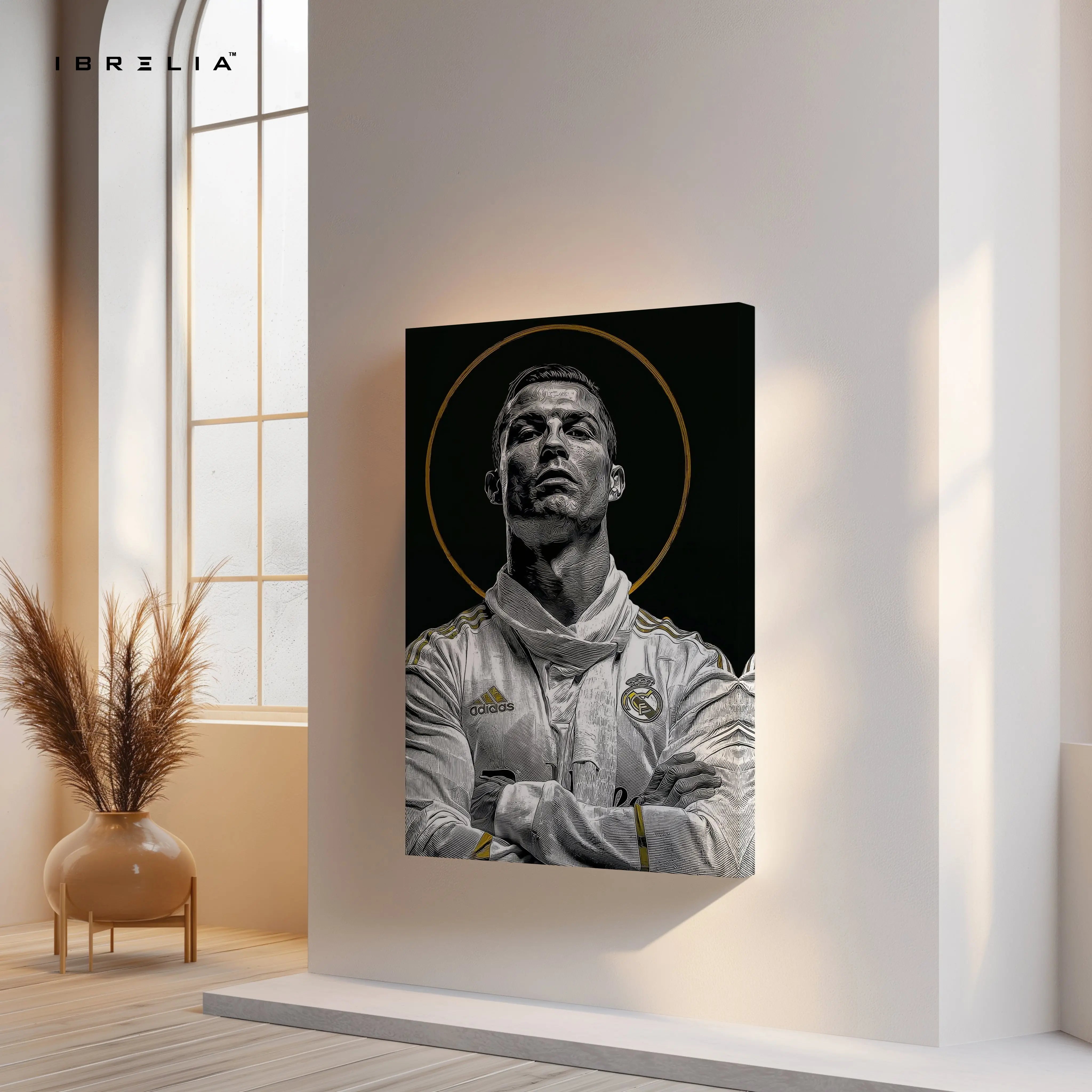 Cristiano Ronaldo Royal Portrait Wall Art – CR7 Luxury Canvas Frame | Real Madrid Ronaldo Poster Pakistan | IBRELIA™ IBRELIA