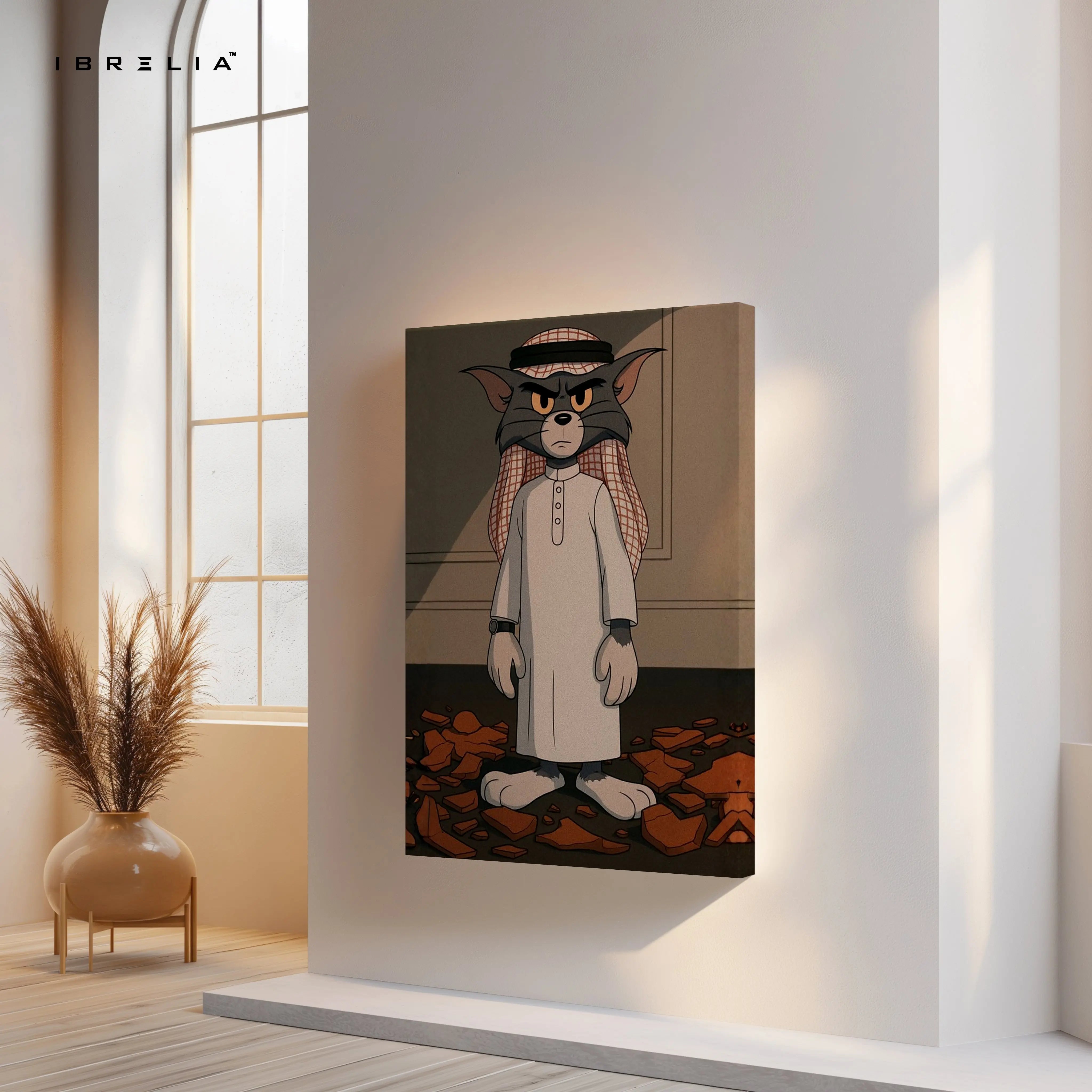 Desert Resolve Tom – Cultural Cartoon Character Art | 4K Ultra Wrap Frame Wall Art in Pakistan | IBRELIA™ IBRELIA