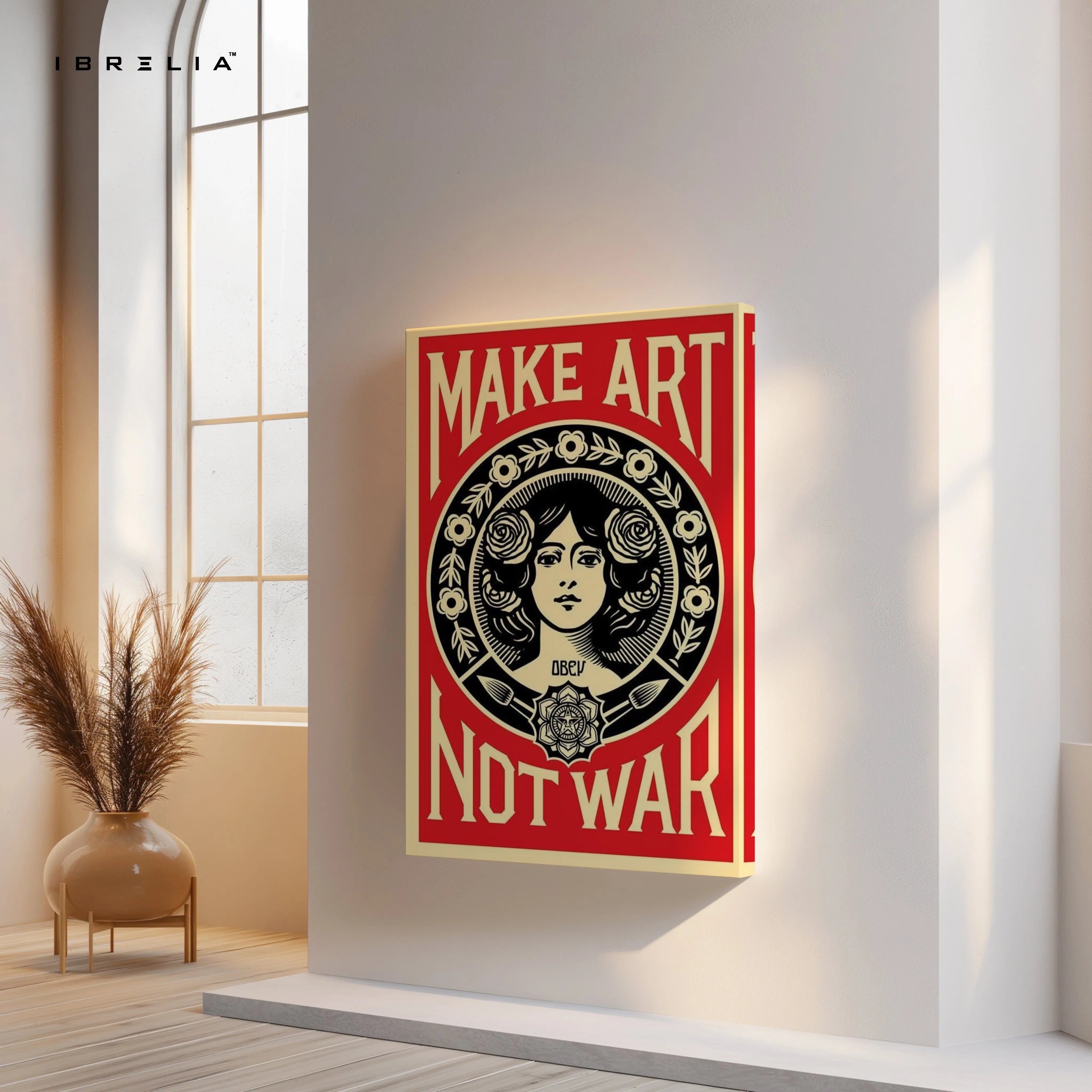 Make Art Not War – Bold Political Pop Art Poster | 4K Ultra Wrap Frame Wall Art in Pakistan | IBRELIA™ IBRELIA