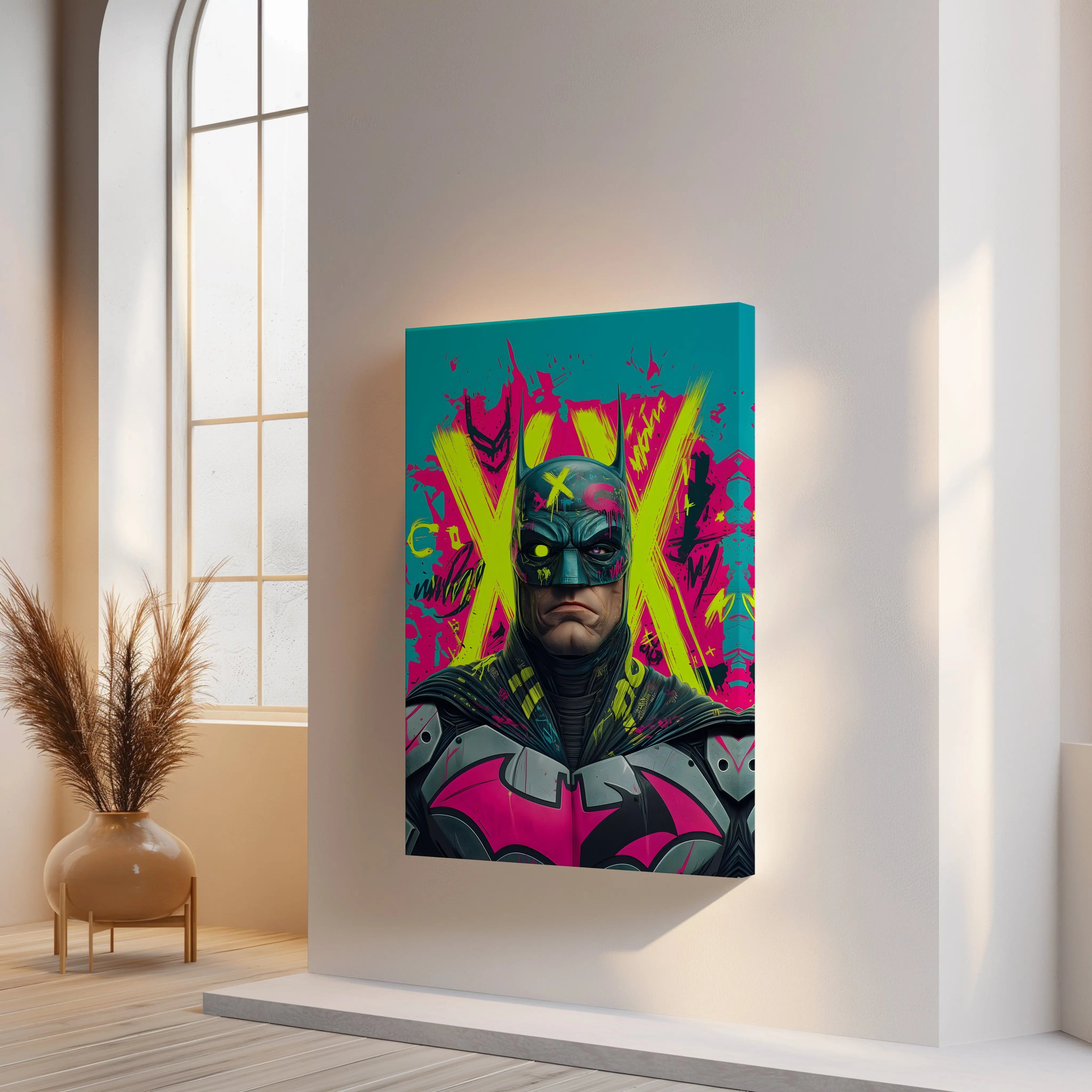 Batman Graffiti Neon Pop Art – 4K Ultra Wrap Frame Wall Art in Pakistan | IBRELIA™ IBRELIA