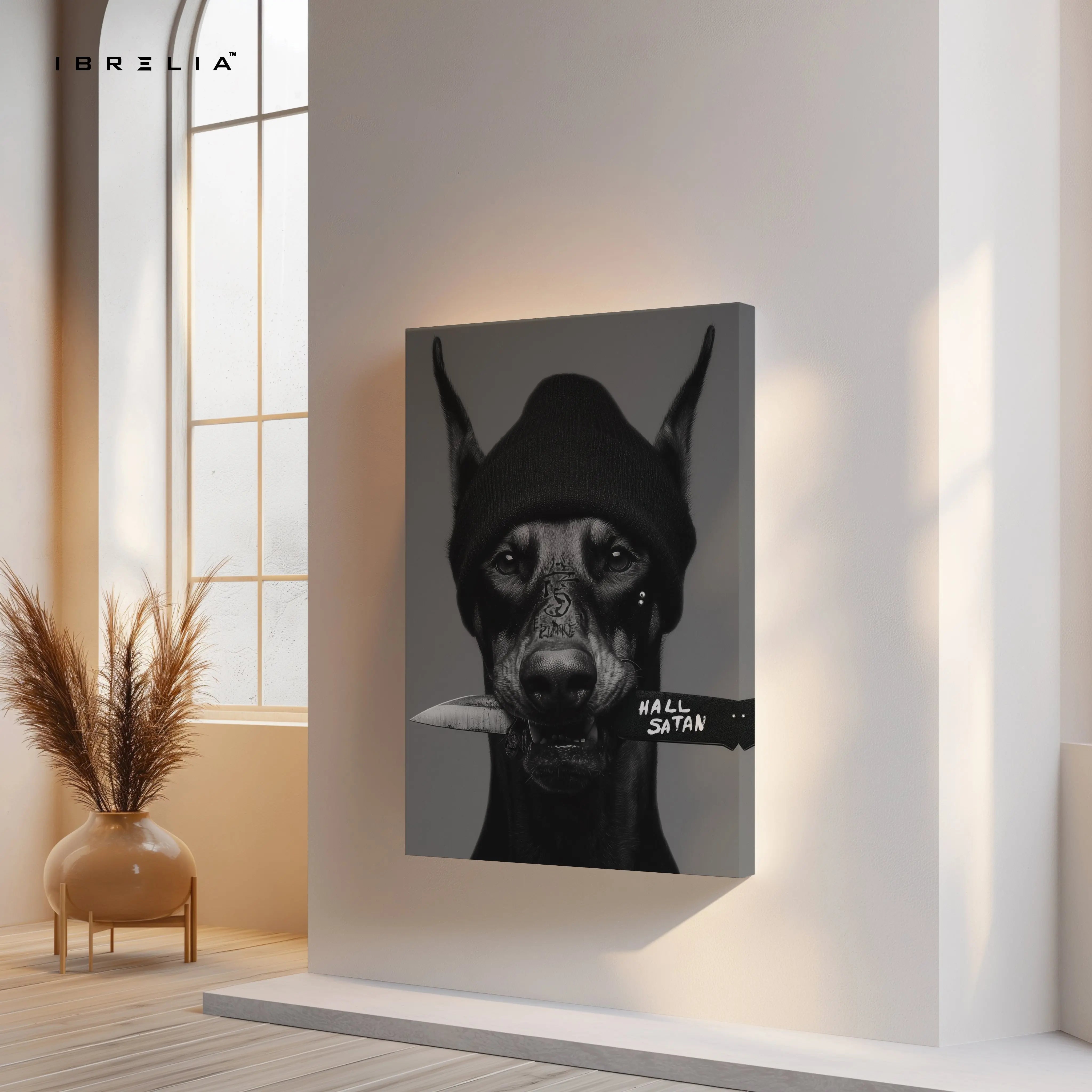 Dark Doberman Street Art – 4K Ultra Wrap Frame Wall Art in Pakistan | IBRELIA™ IBRELIA