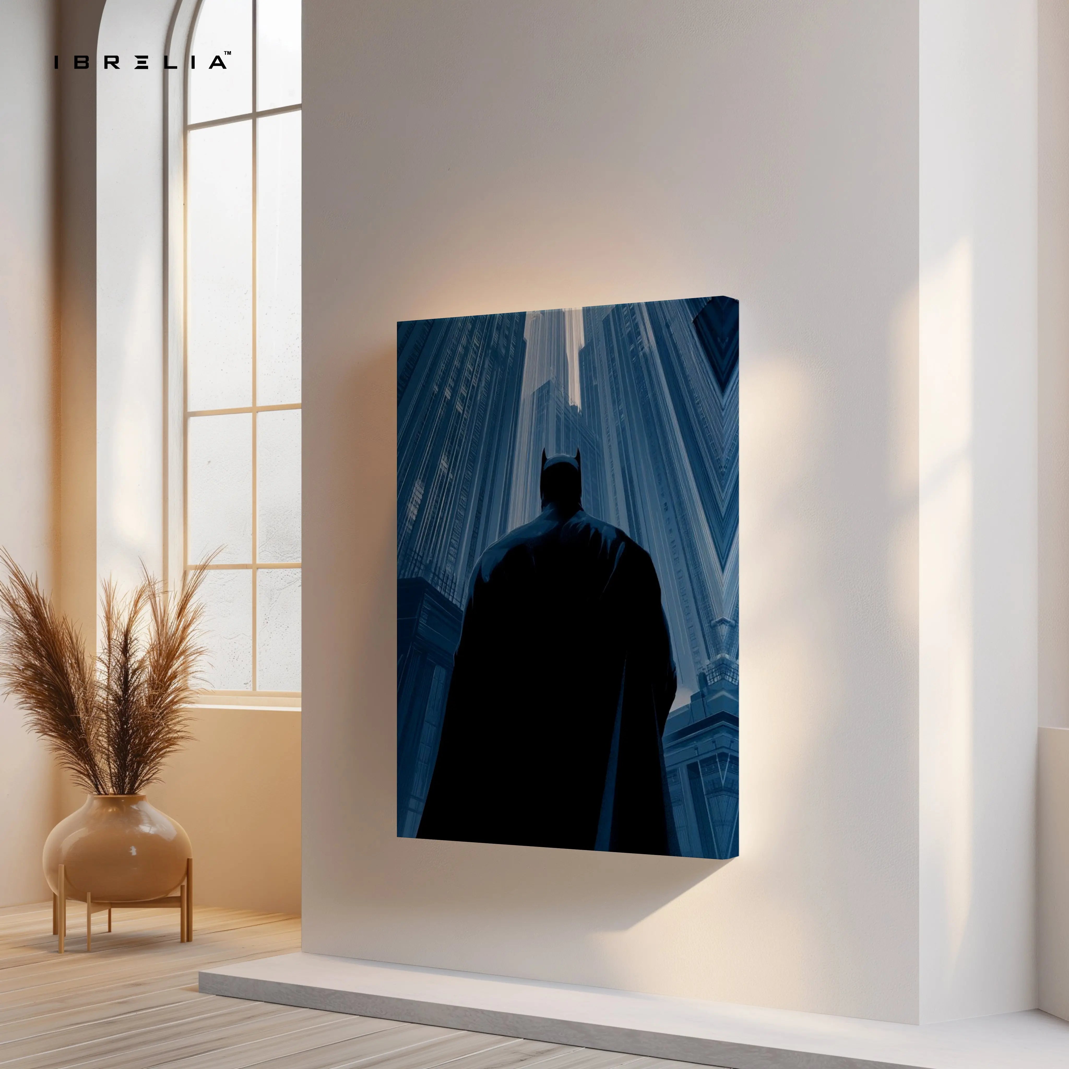 Midnight Guardian Blue – Dark Urban Silhouette Art | 4K Ultra Wrap Frame Wall Art in Pakistan | IBRELIA™ IBRELIA