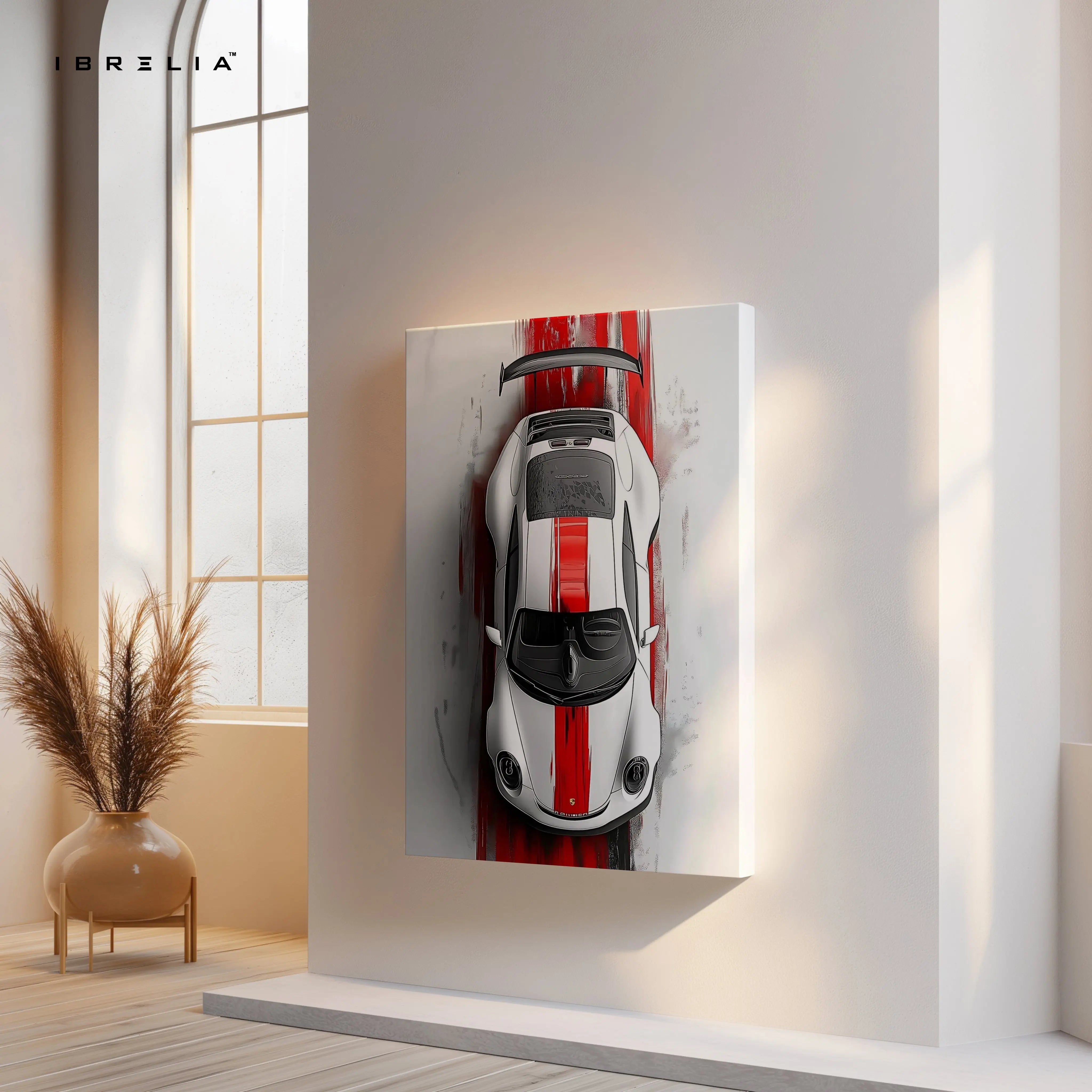 Precision Velocity – Top View Supercar Racing Art | 4K Ultra Wrap Frame Wall Art in Pakistan | IBRELIA™ IBRELIA