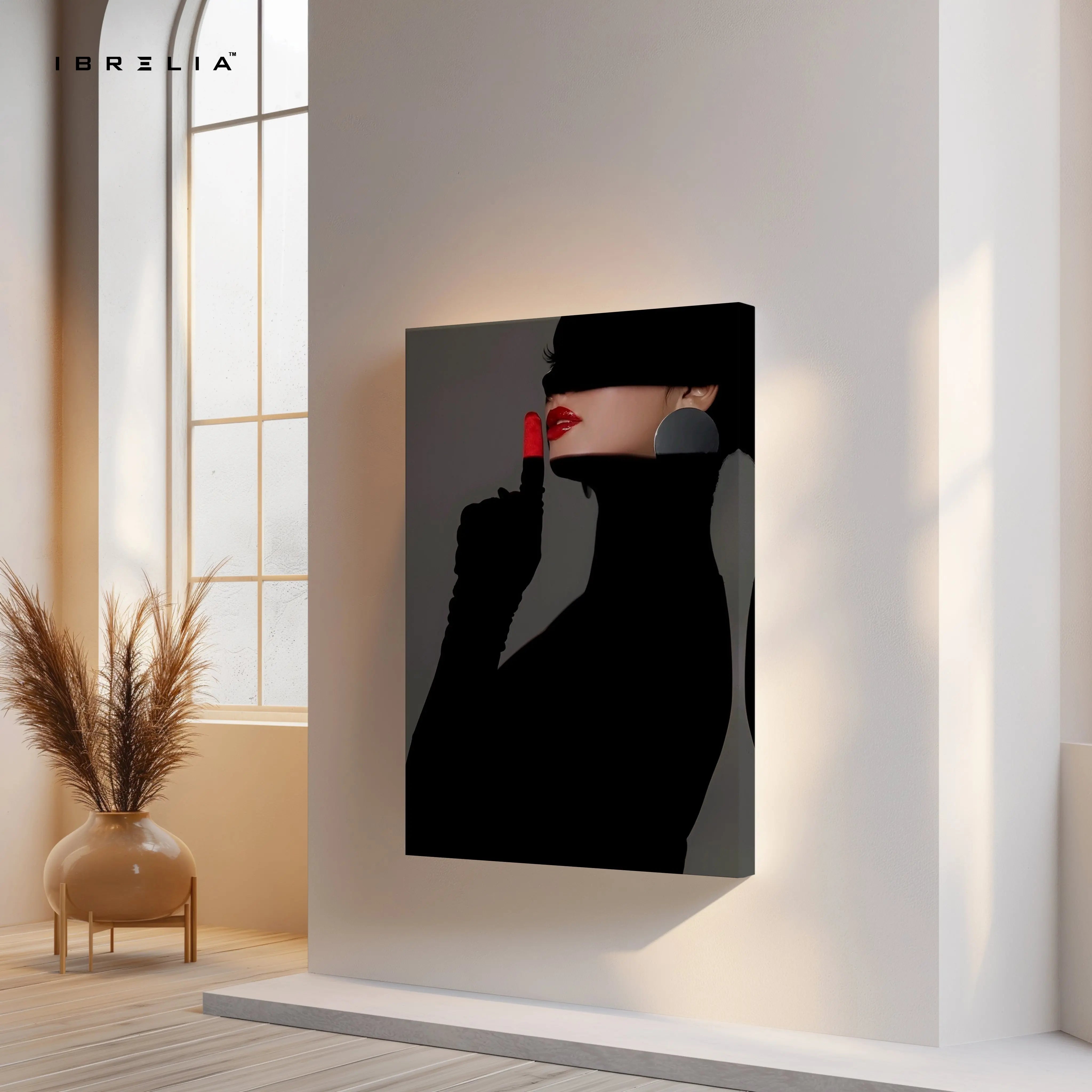 Midnight Red Lips Noir Art – 4K Ultra Wrap Frame Wall Art in Pakistan | IBRELIA™ IBRELIA