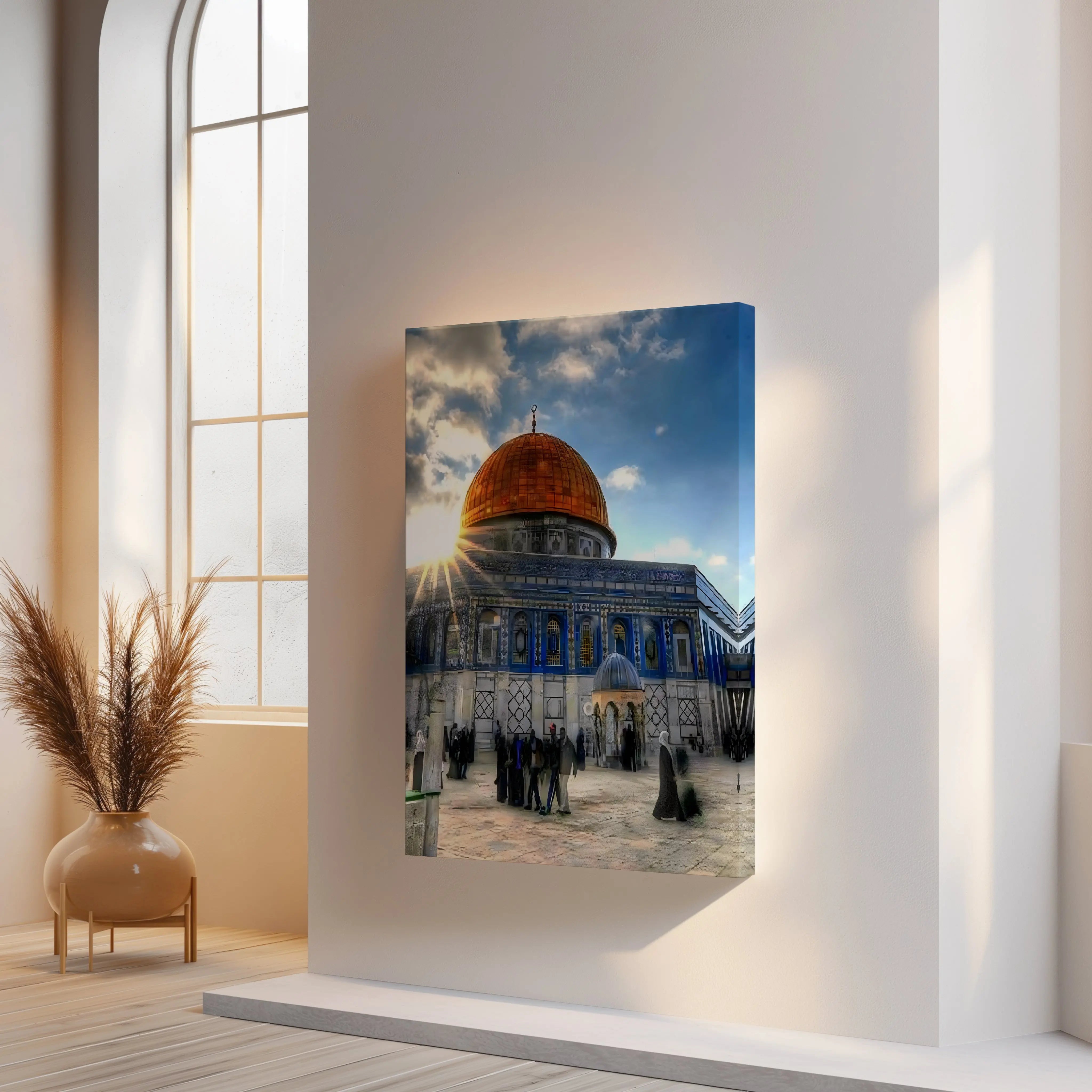 Dome of the Rock Sunrise Glory Art – Jerusalem Islamic Architecture Wall Art | 4K Ultra Wrap Frame Wall Art in Pakistan | IBRELIA™ IBRELIA