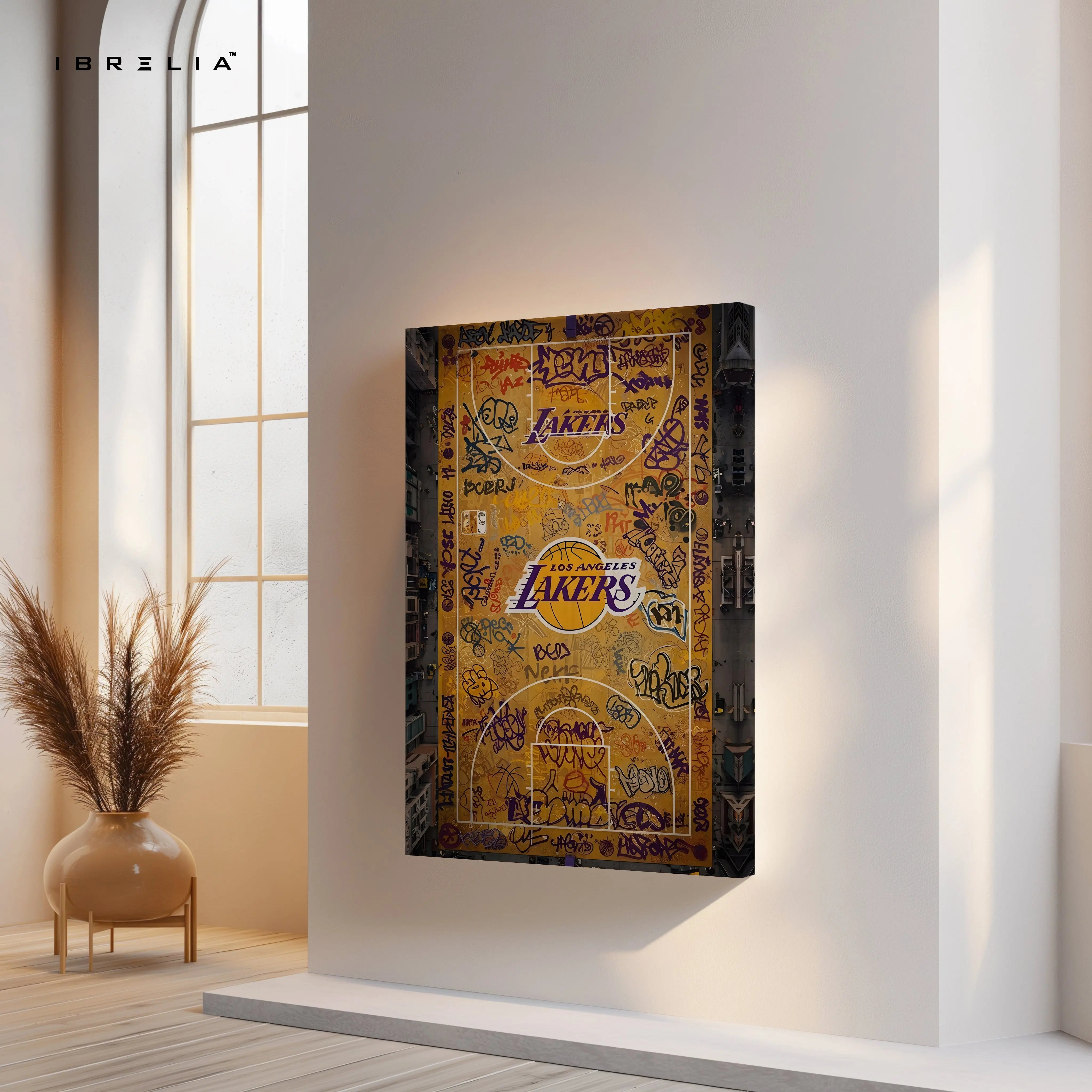 Los Angeles Lakers Graffiti Court Art – 4K Ultra Wrap Frame Wall Art in Pakistan | IBRELIA™ IBRELIA