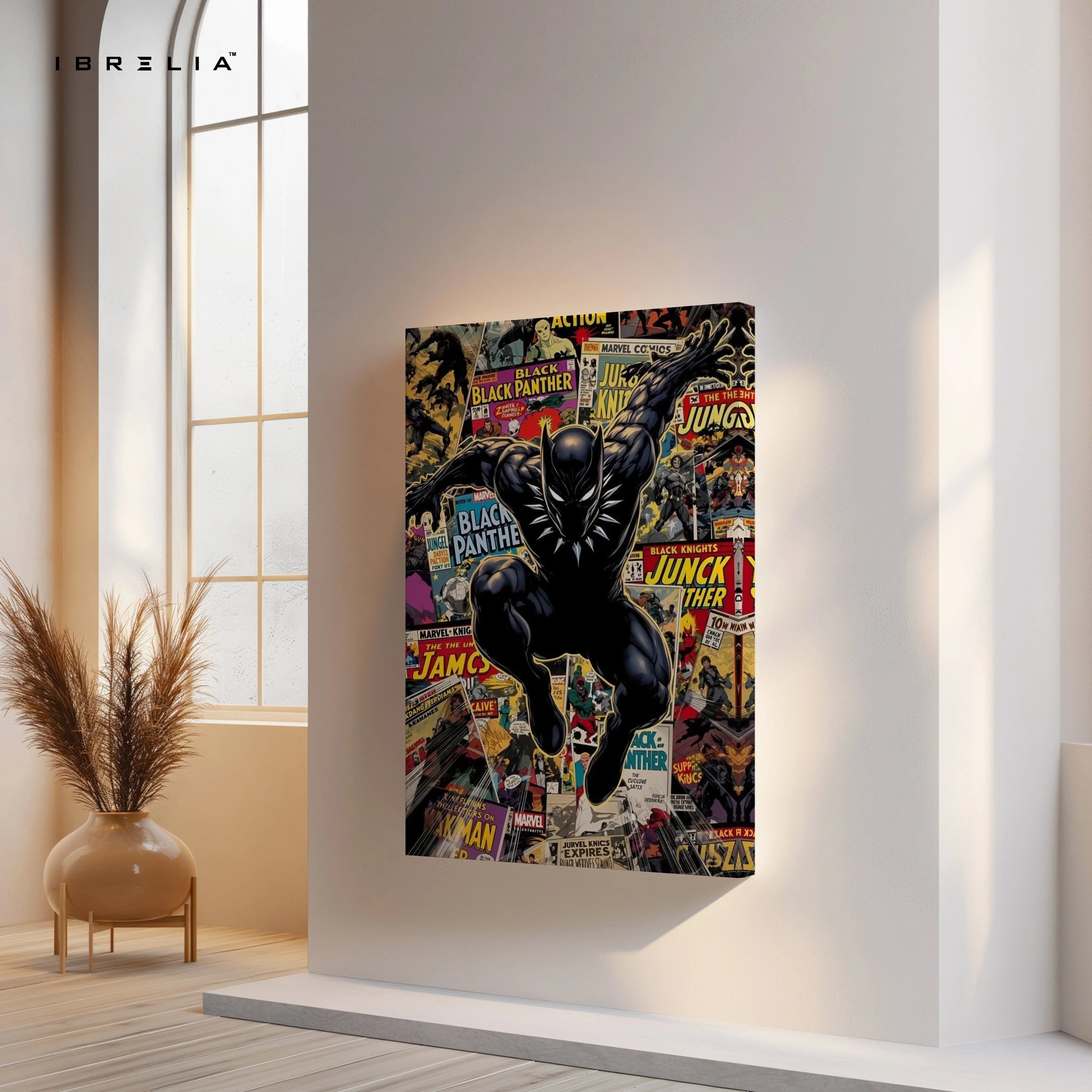 Black Panther Comic Collage Art – 4K Ultra Wrap Frame Wall Art in Pakistan | IBRELIA™ IBRELIA