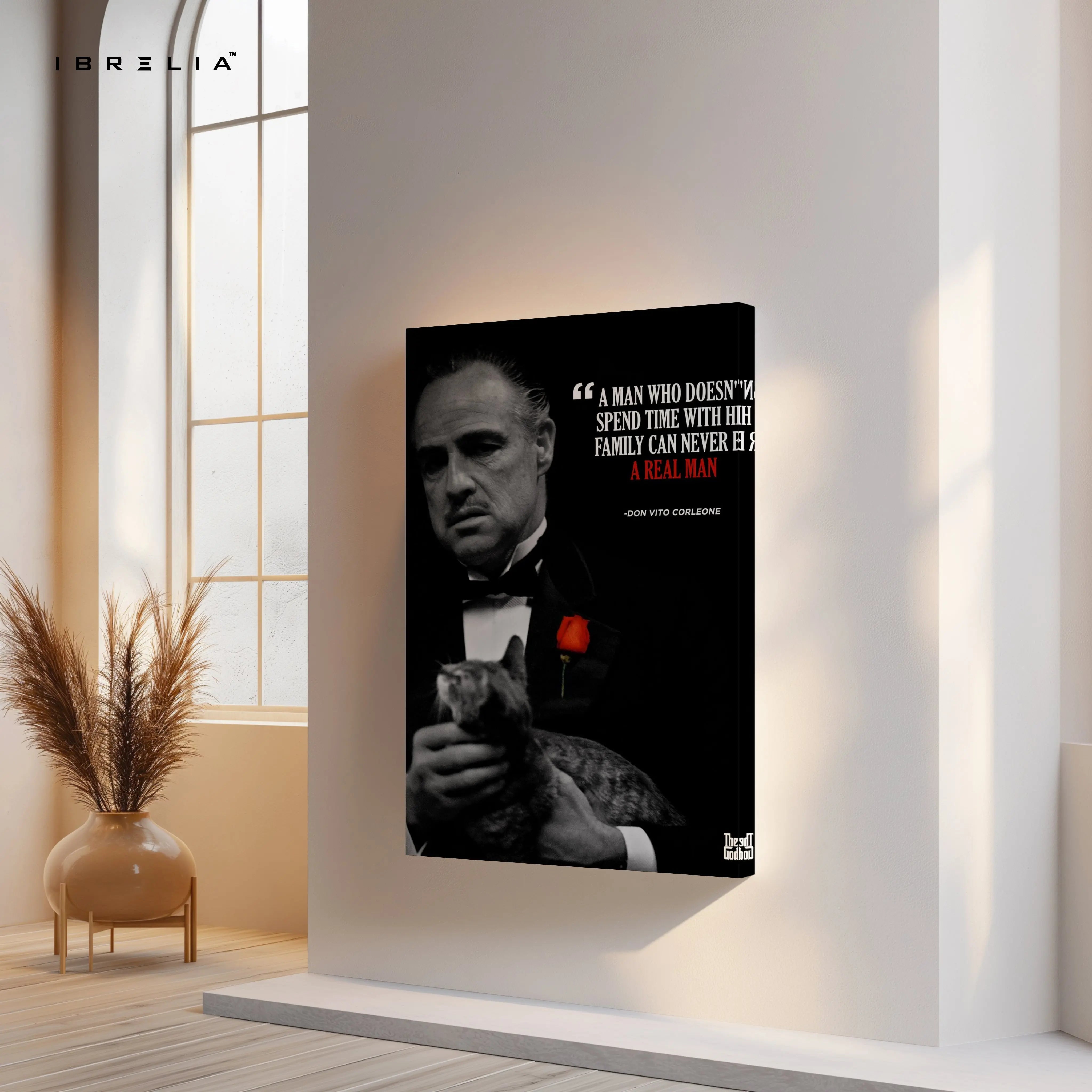 A Real Man Values Family – Don Vito Corleone Quote Art | 4K Ultra Wrap Frame Wall Art in Pakistan | IBRELIA™ IBRELIA
