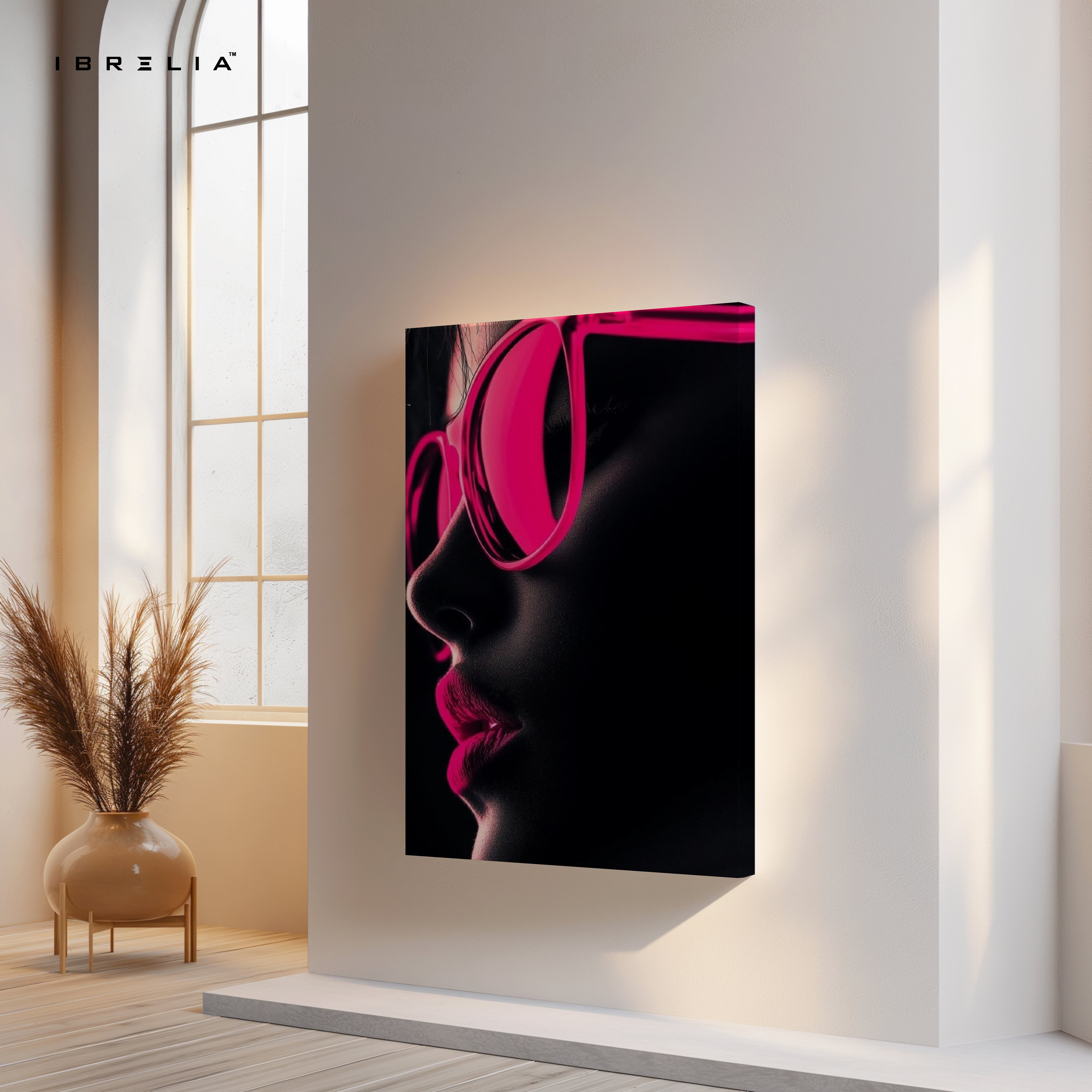 Neon Pink Silence – Minimal Fashion Portrait Art | 4K Ultra Wrap Frame Wall Art in Pakistan | IBRELIA™