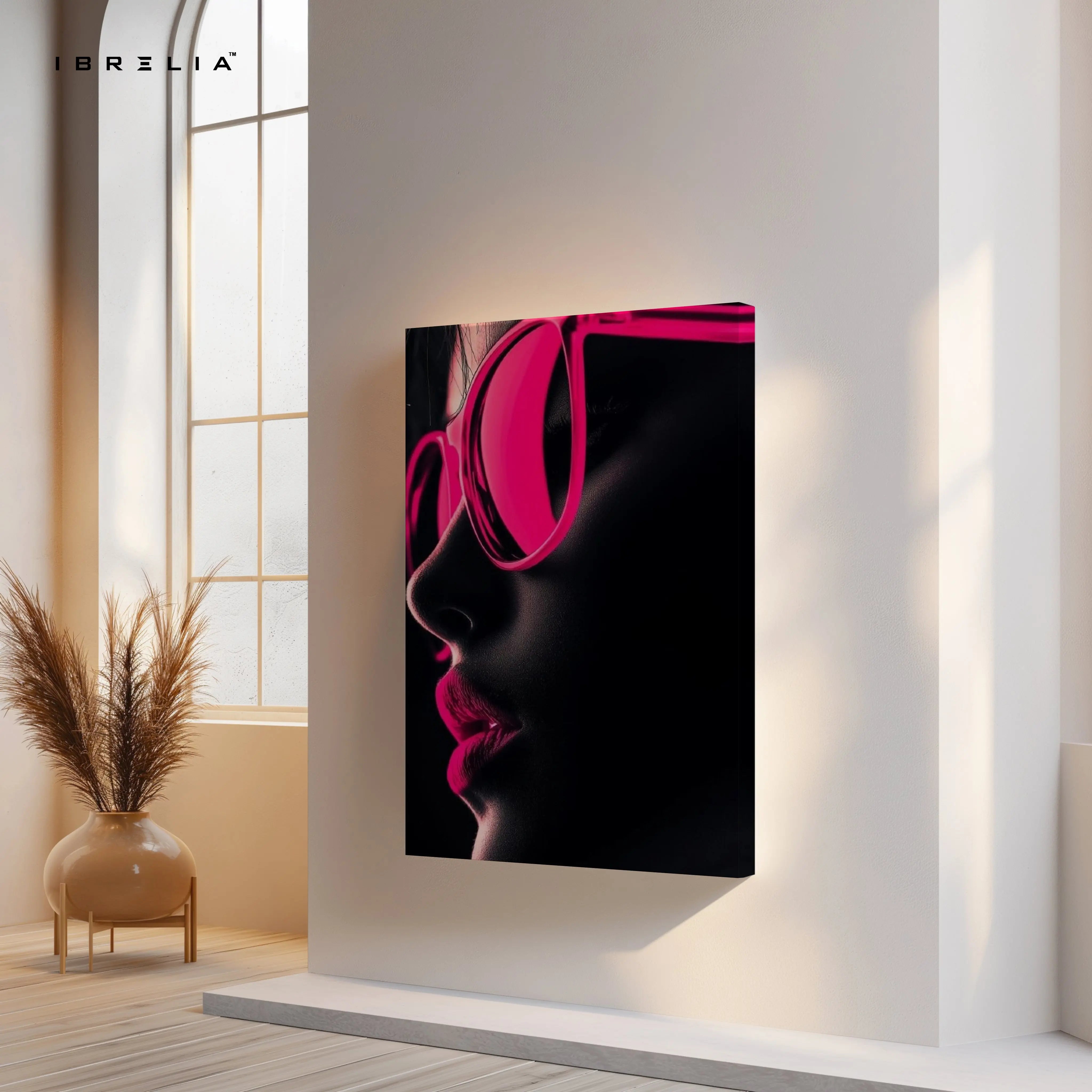 Neon Pink Silence – Minimal Fashion Portrait Art | 4K Ultra Wrap Frame Wall Art in Pakistan | IBRELIA™ IBRELIA