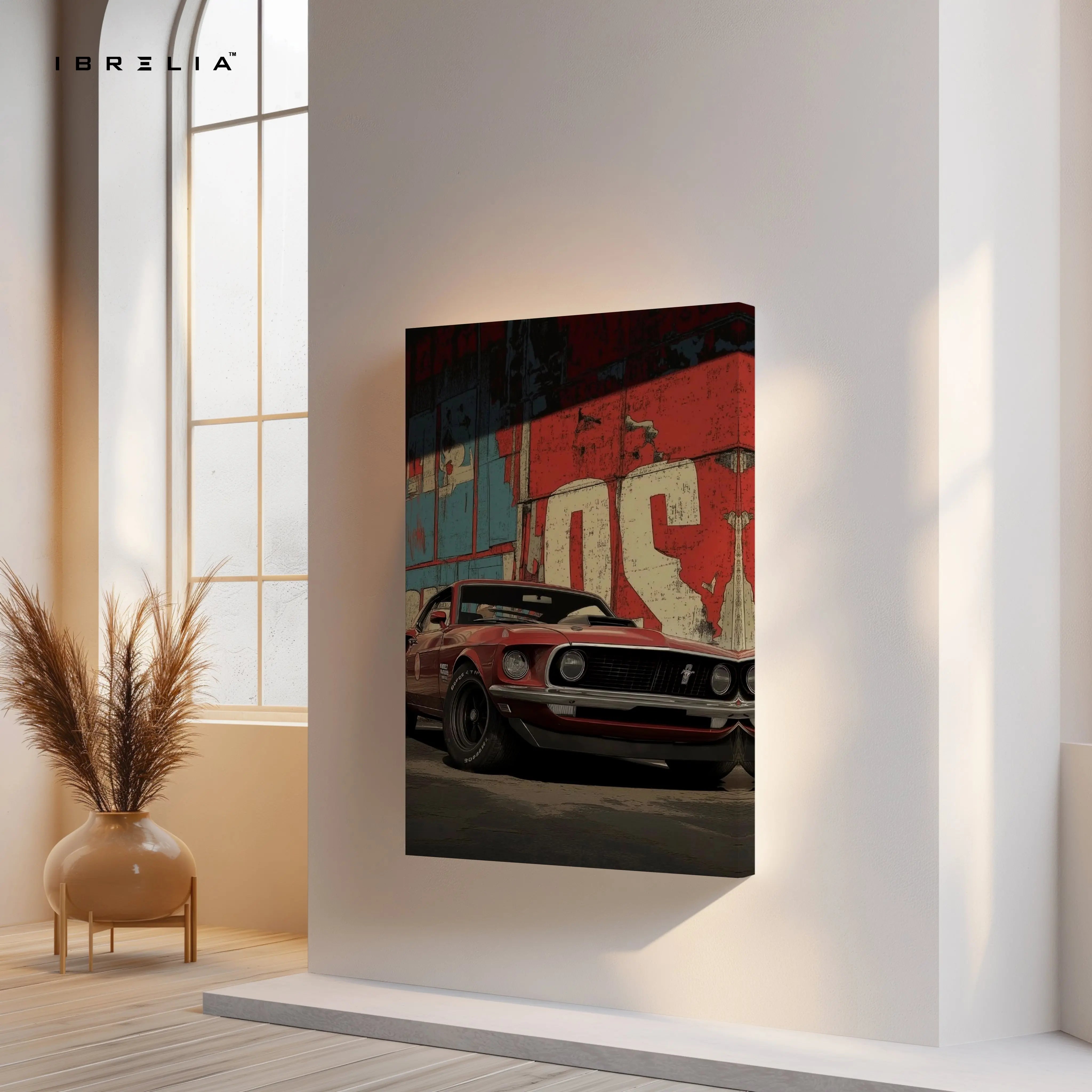 Ford Mustang Vintage Wall Art – Classic Muscle Car Canvas Frame | Retro Automotive Poster Pakistan | IBRELIA™ IBRELIA