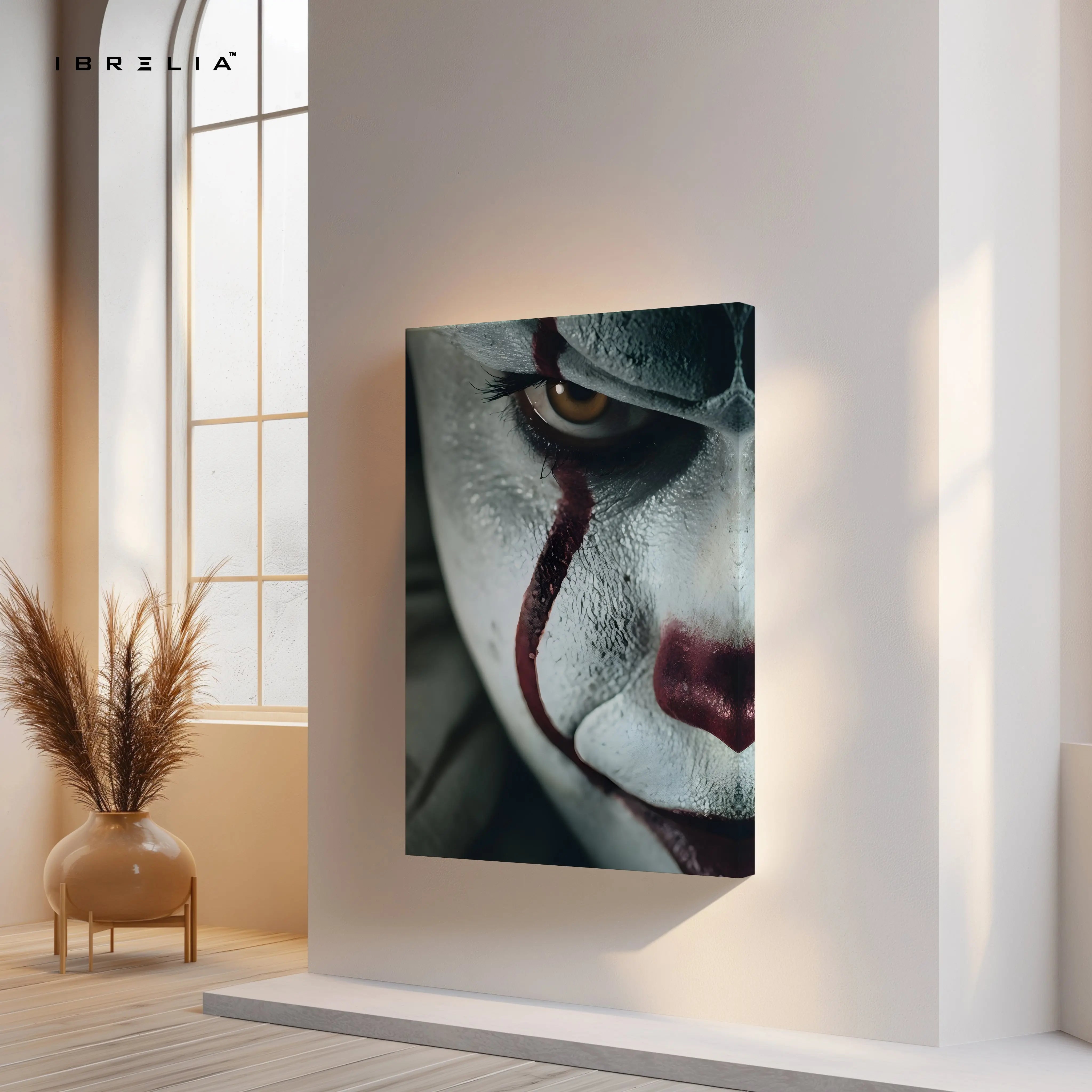 The Joker’s Gaze – Dark Psychological Horror 4K Ultra Wrap Frame Wall Art | IBRELIA™ IBRELIA