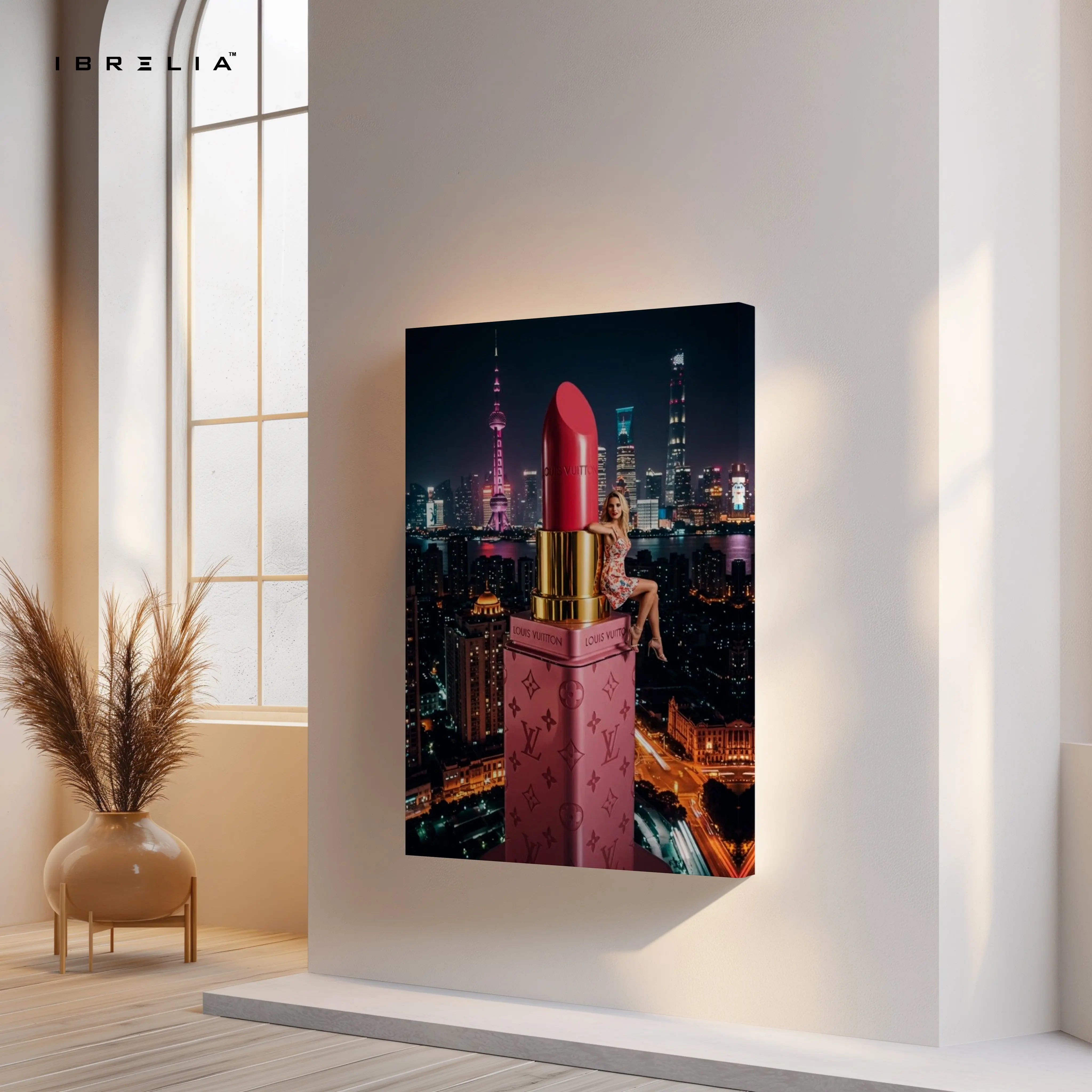 Louis Vuitton Lipstick Skyline Glam Art – 4K Ultra Wrap Frame Wall Art in Pakistan | IBRELIA™ IBRELIA
