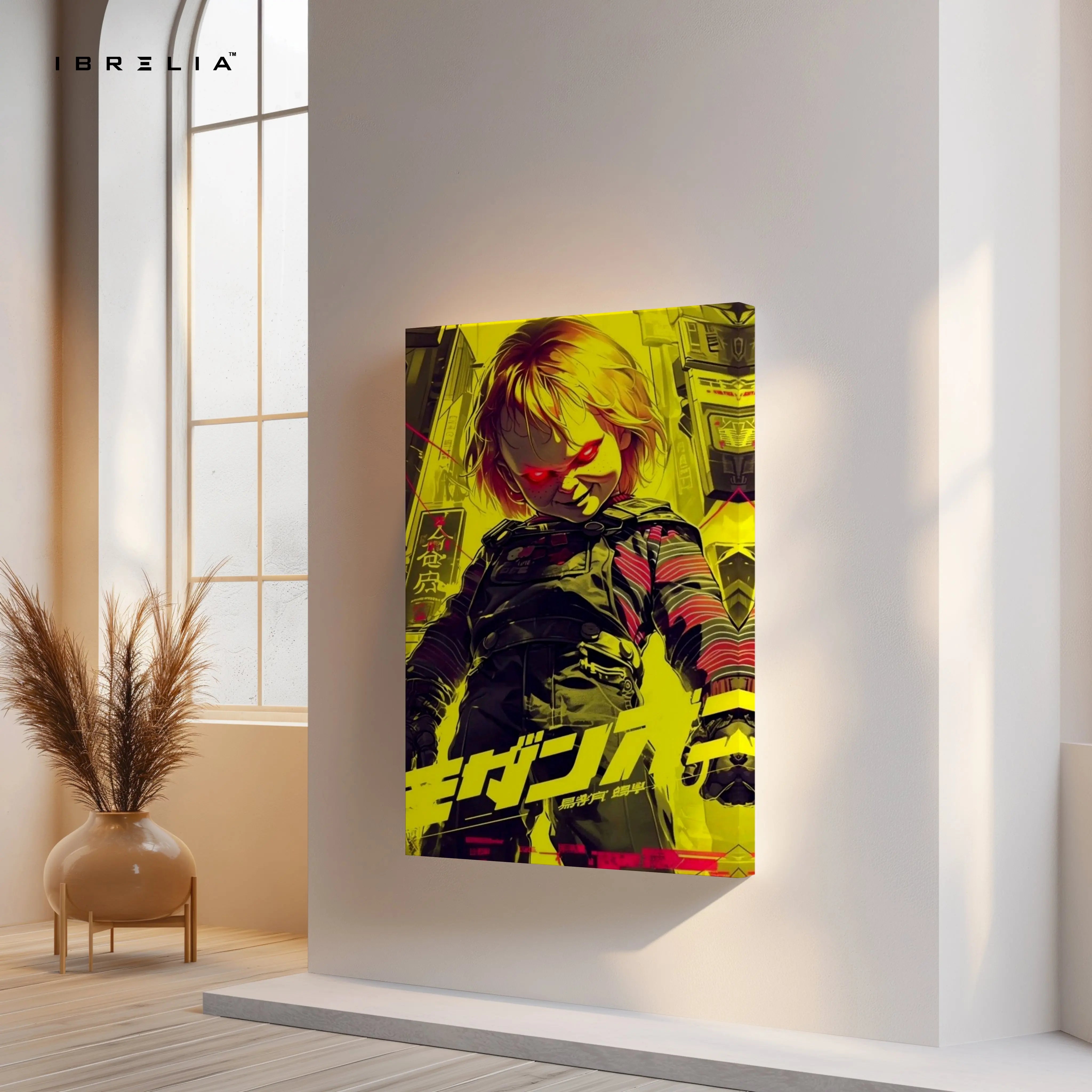 Cyberpunk Chucky Art – Neon Horror 4K Ultra Wrap Frame Wall Art in Pakistan | IBRELIA™ IBRELIA