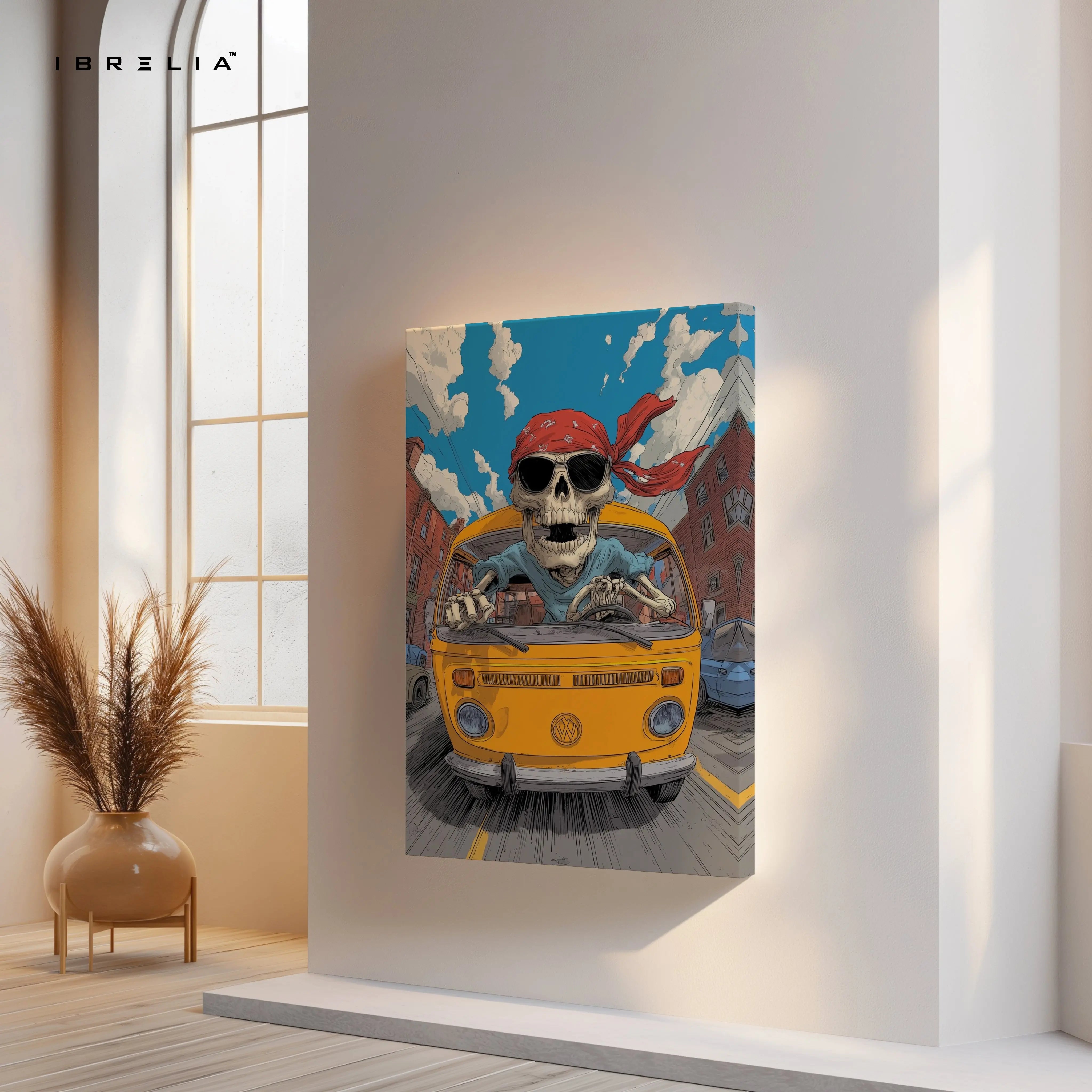 Skeleton Driver Van Art – 4K Ultra Wrap Frame Wall Art in Pakistan | IBRELIA™ IBRELIA