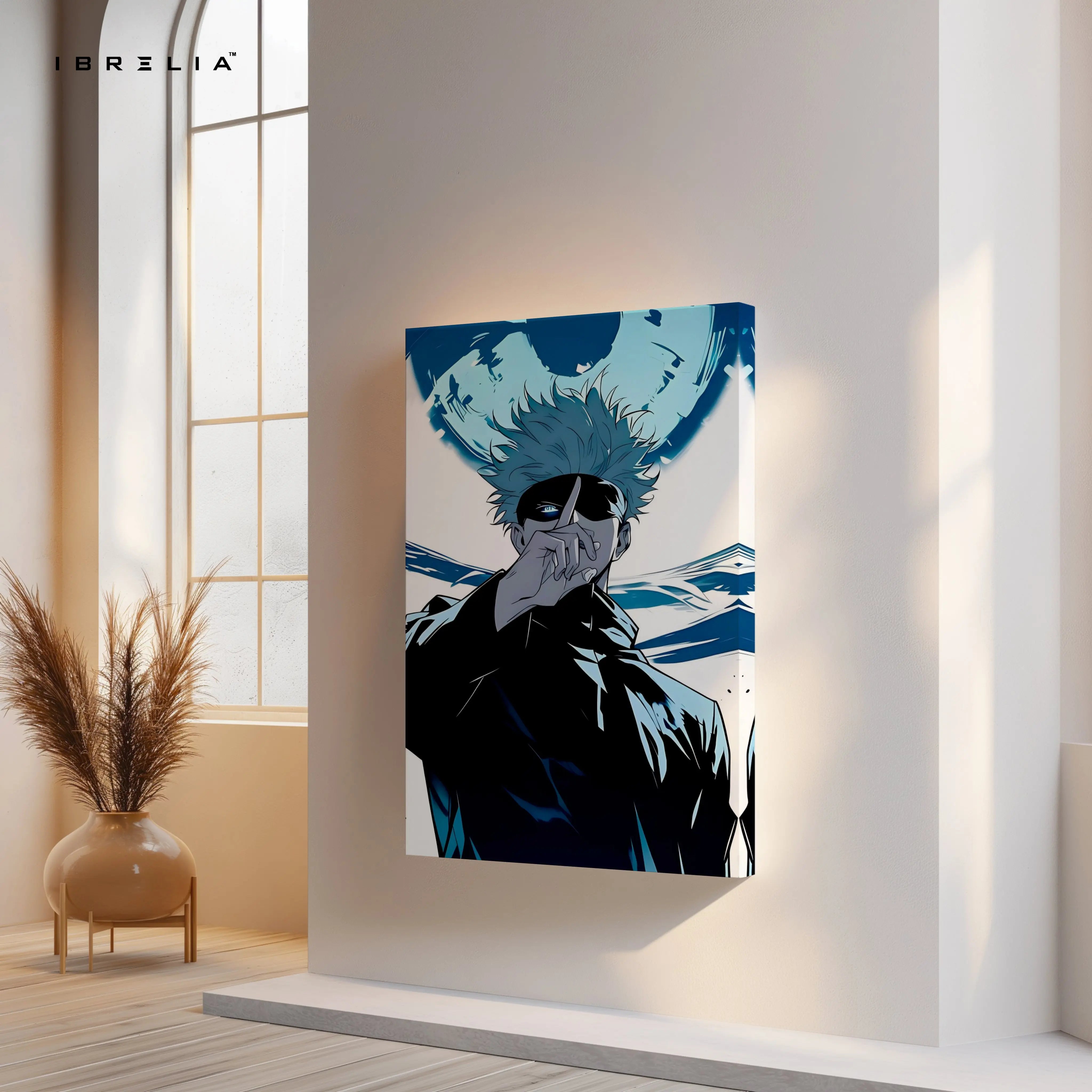 Gojo Satoru Wall Art – Jujutsu Kaisen Anime Canvas Frame | Gojo Infinity Poster Pakistan | IBRELIA™ IBRELIA