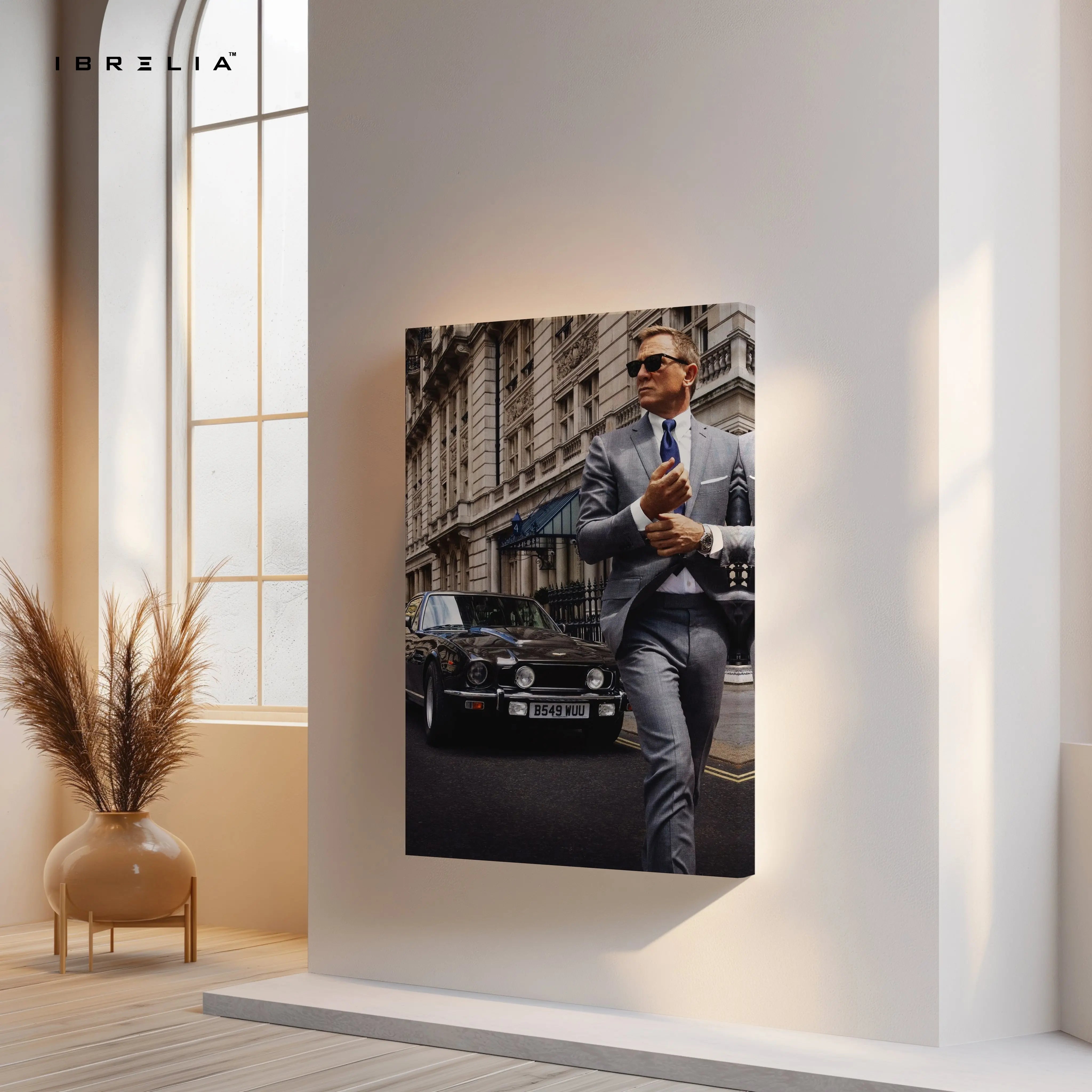 James Bond Street Elegance – 007 Suit & Aston Martin Cinematic 4K Ultra Wrap Frame Wall Art in Pakistan | IBRELIA™ IBRELIA