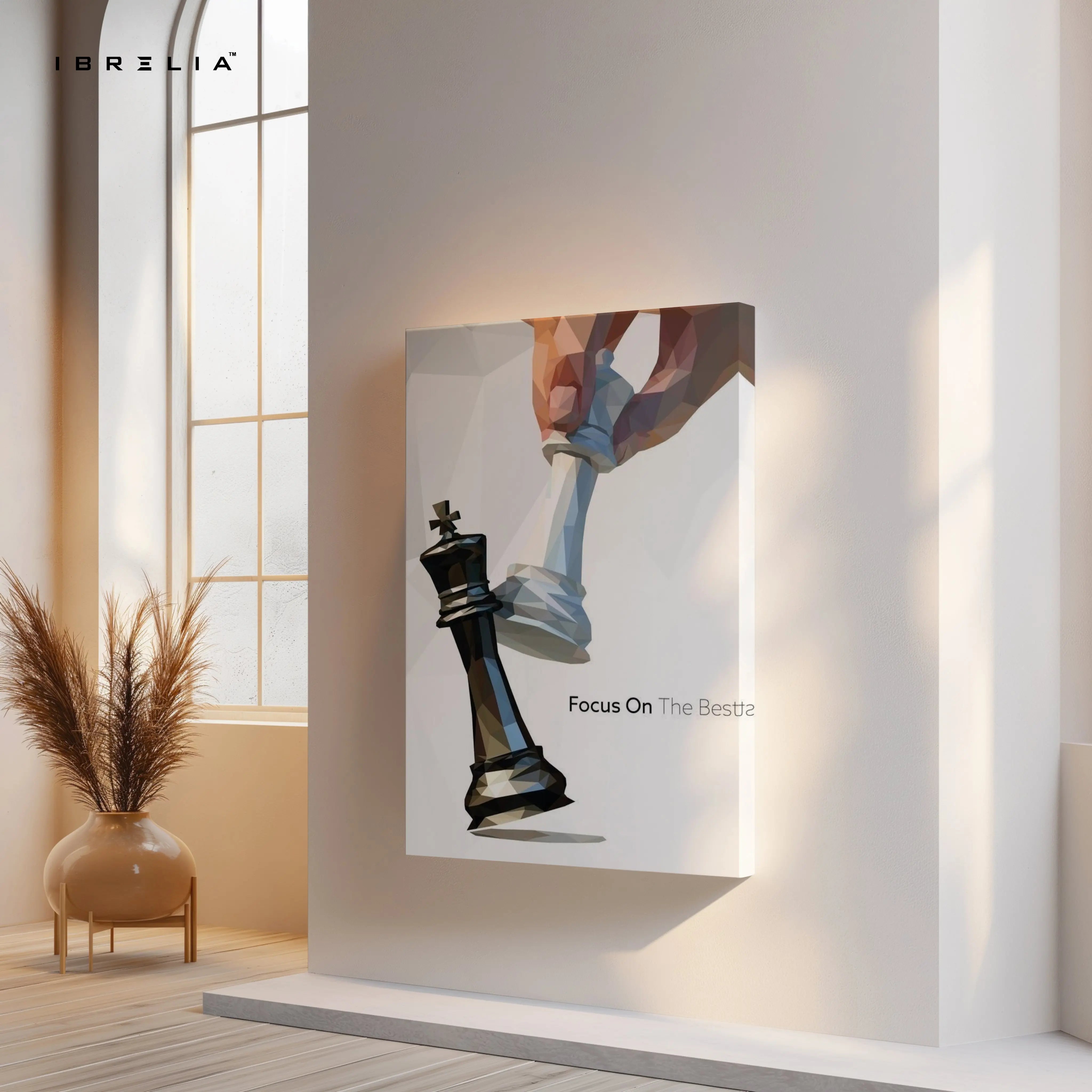 Focus on the Best – Strategic Chess Motivation Art | 4K Ultra Wrap Frame Wall Art in Pakistan | IBRELIA™ IBRELIA