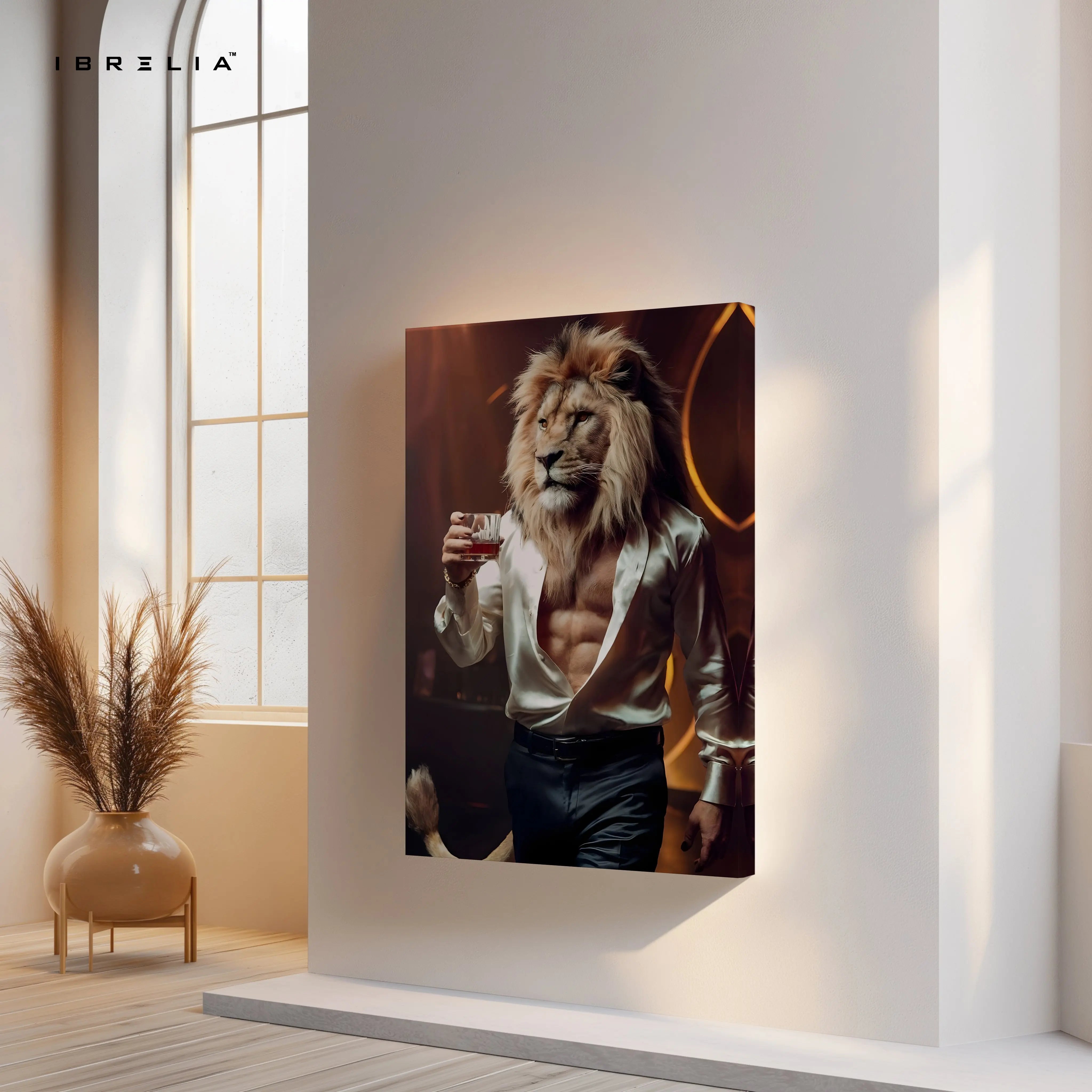 Gentleman Lion Luxury Art – 4K Ultra Wrap Frame Wall Art in Pakistan | IBRELIA™ IBRELIA
