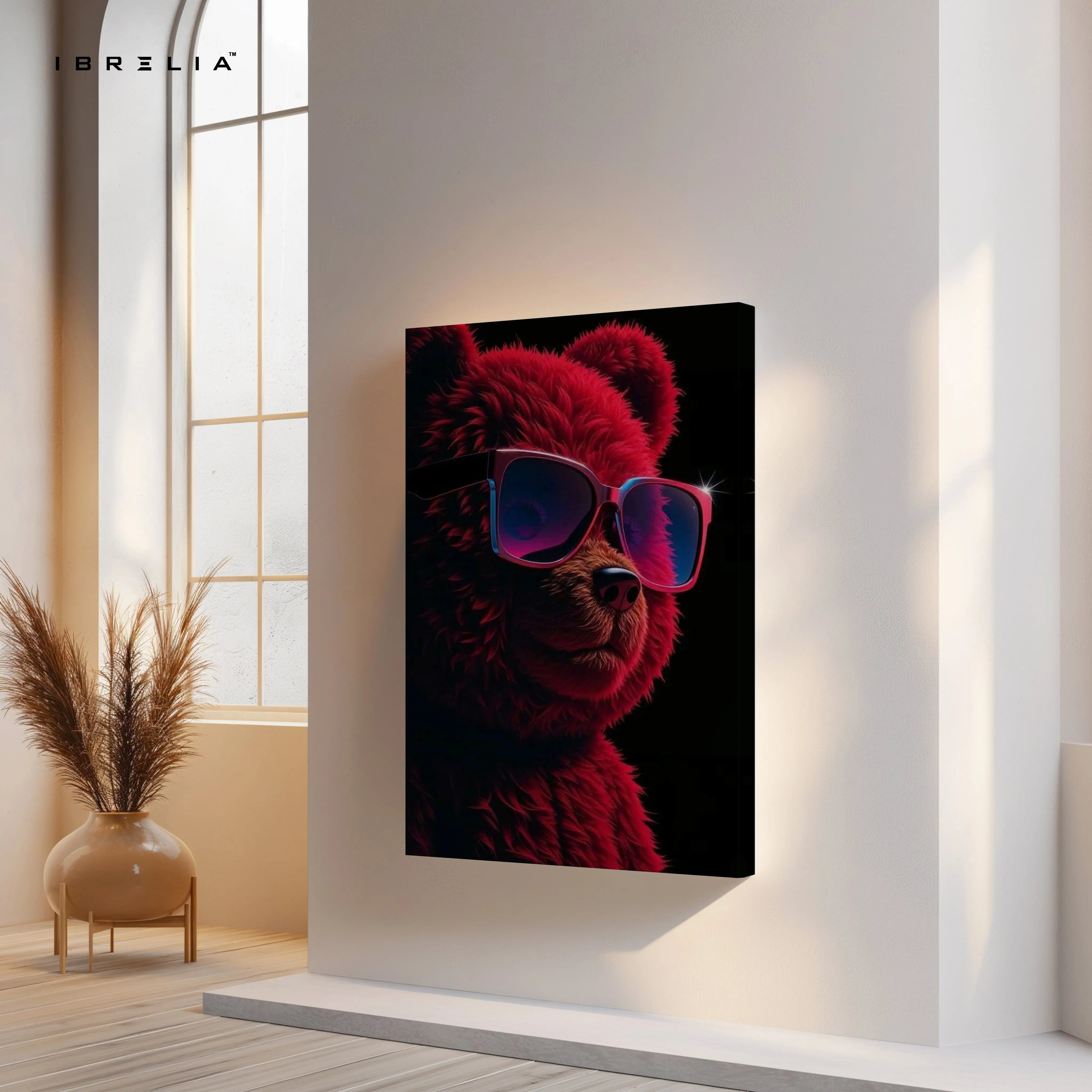 Red Bear Swagger Art – 4K Ultra Wrap Frame Wall Art in Pakistan | IBRELIA™ IBRELIA