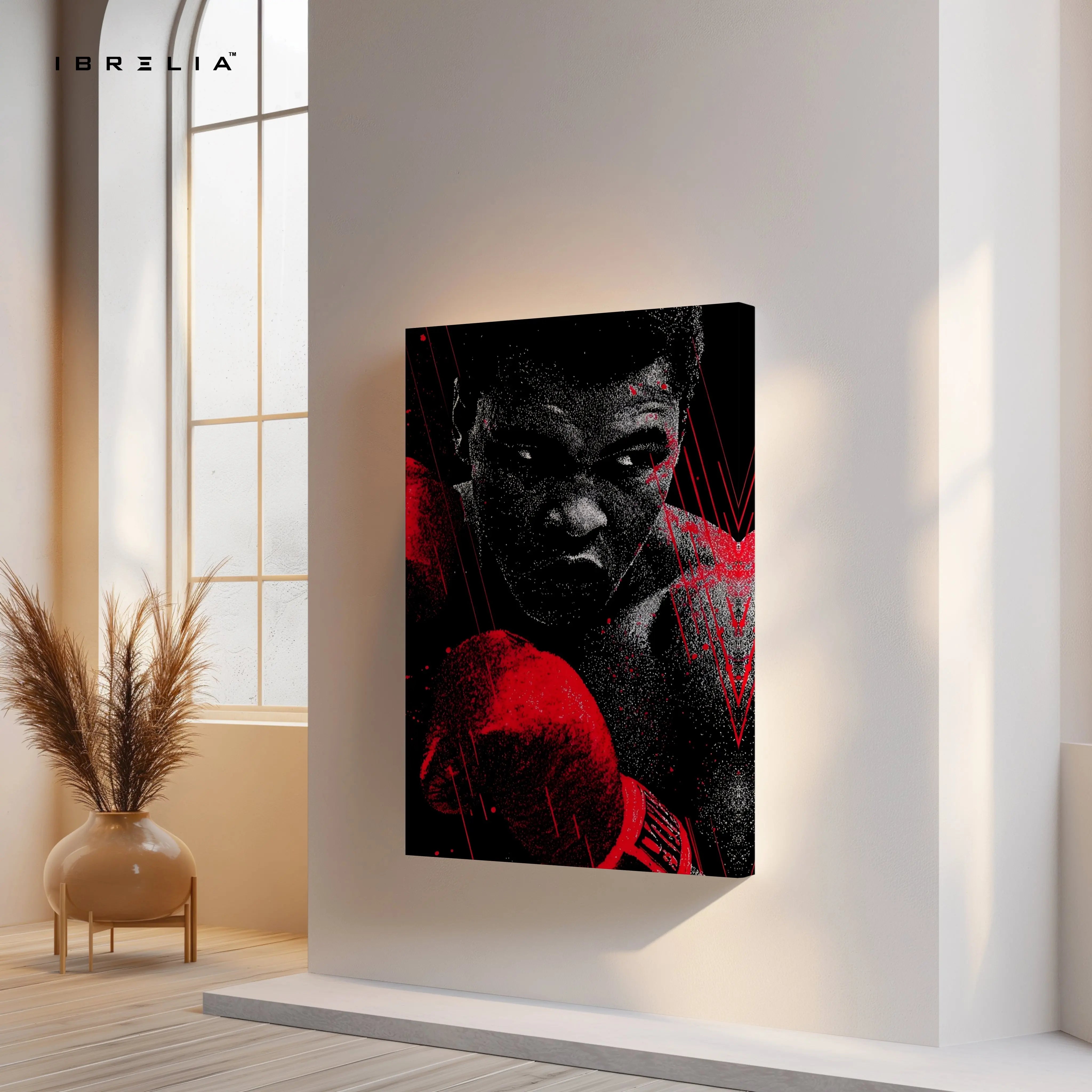 Boxing Champion Wall Art – Red Glove Power Canvas Frame | Fighter Motivation Poster Pakistan | IBRELIA™ IBRELIA