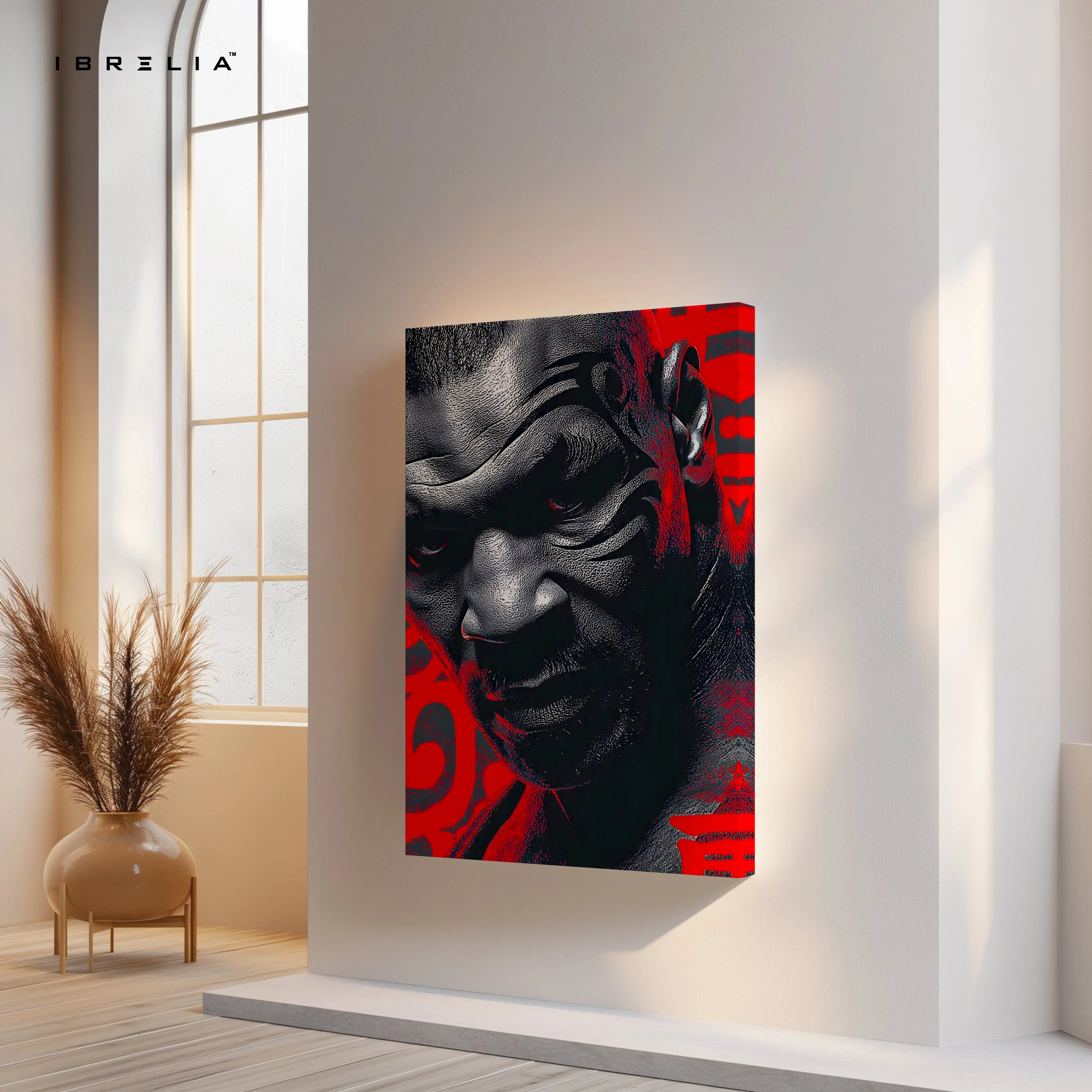 Mike Tyson Portrait Wall Art – Boxing Legend Canvas Frame | Red Black Fighter Poster Pakistan | IBRELIA™ IBRELIA
