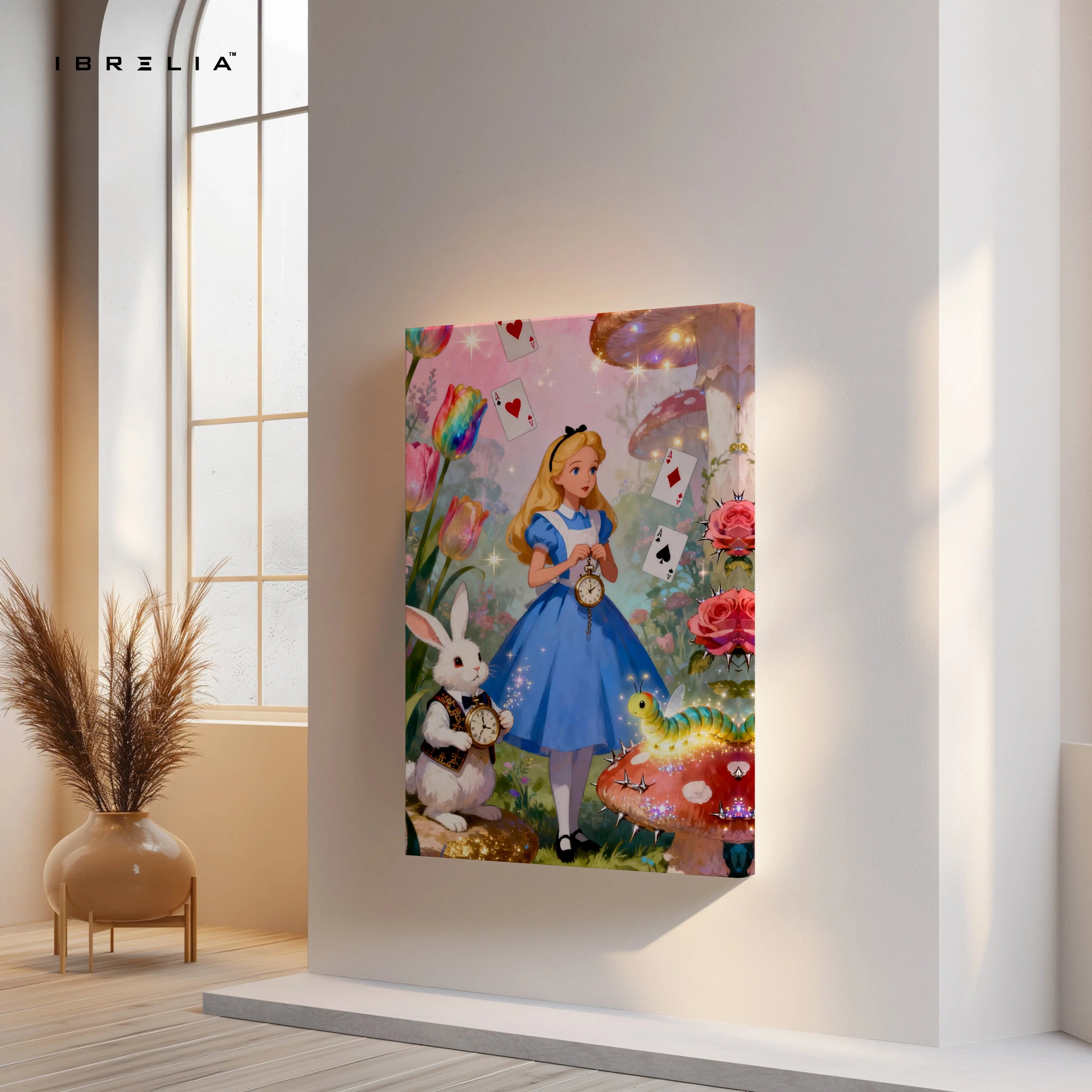 Alice in Wonderland Fantasy Garden Wall Art – Magical Story Canvas Frame | Whimsical Fairytale Decor Pakistan | IBRELIA™ IBRELIA
