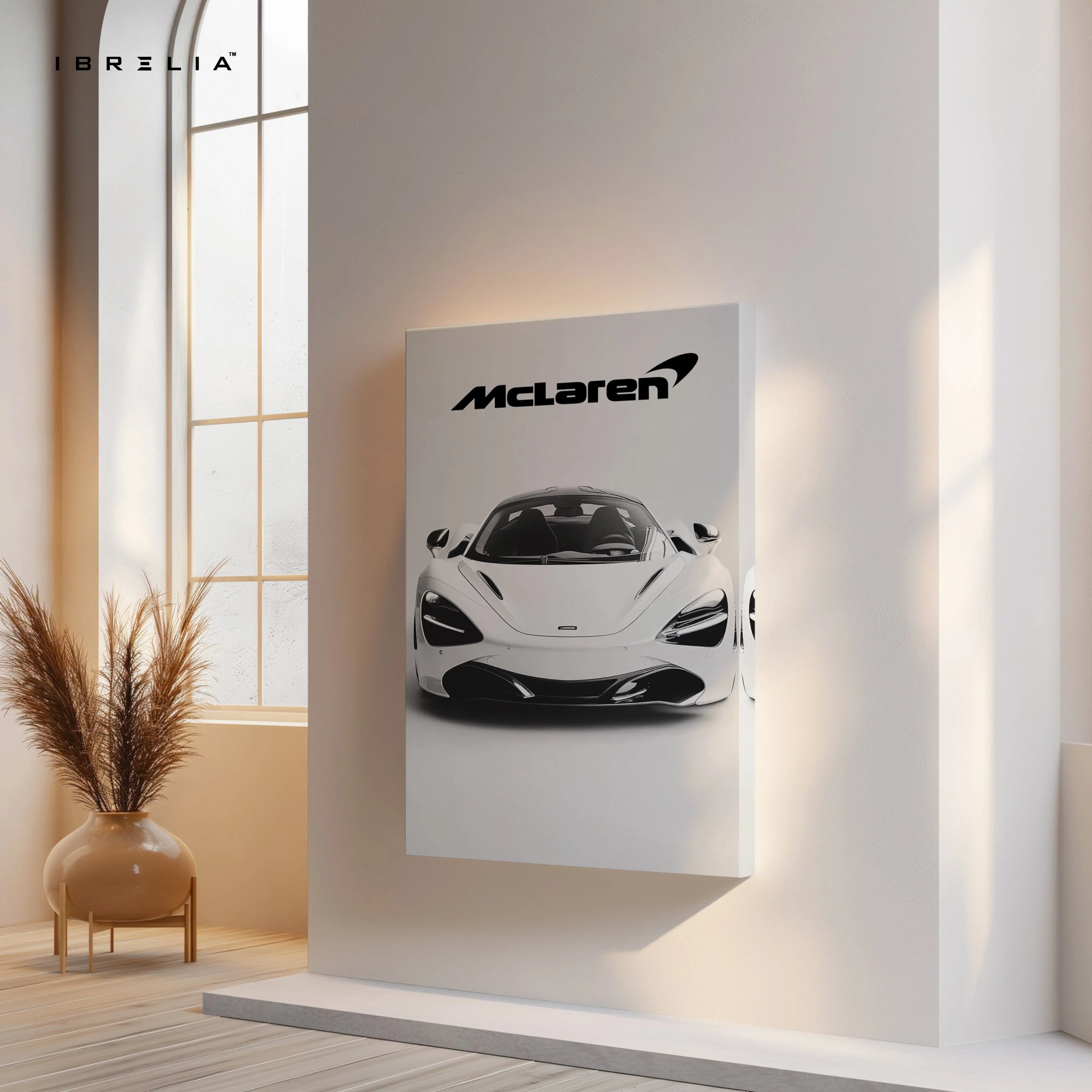 McLaren Minimal Front View Wall Art – Luxury Supercar Poster | 4K Ultra Wrap Frame Wall Art in Pakistan | IBRELIA™ IBRELIA