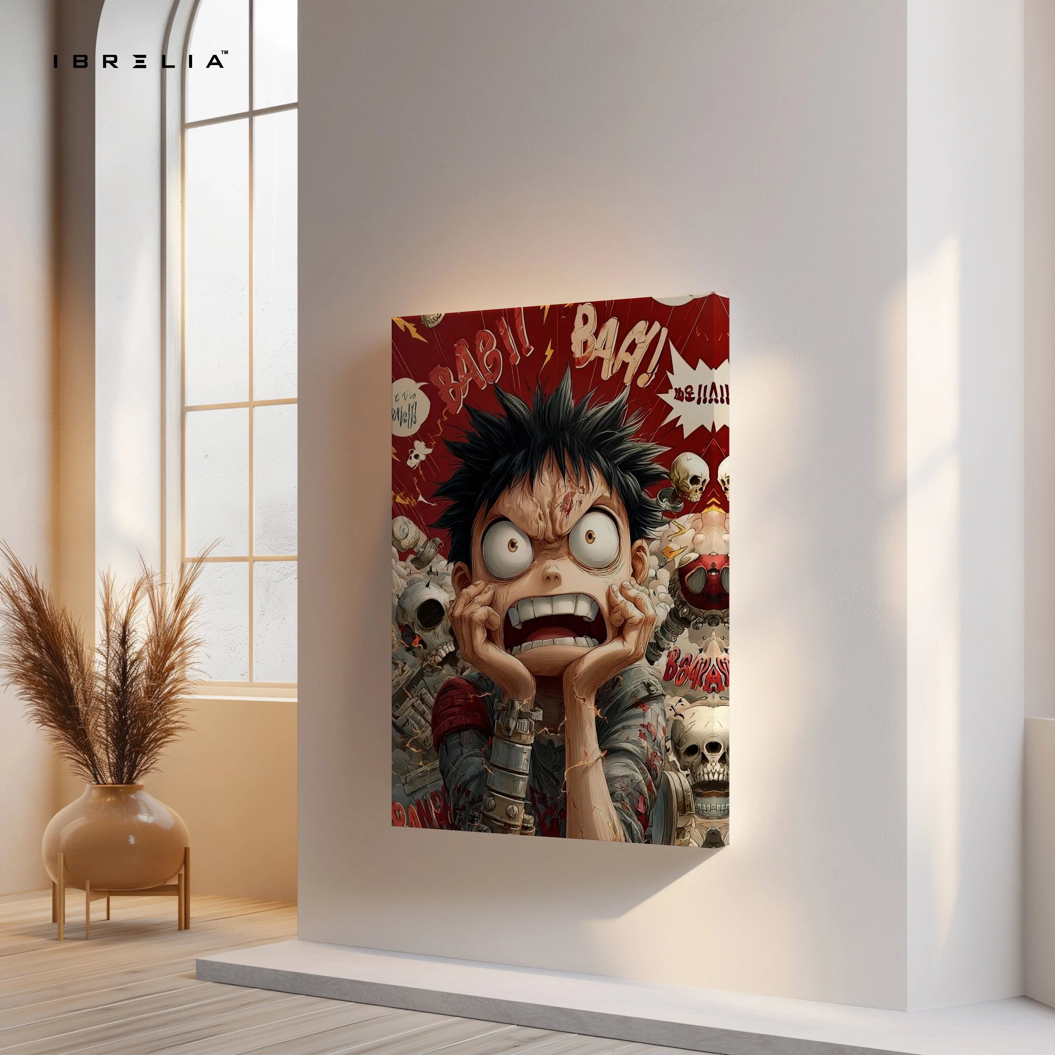 Crazy Anime Expression Wall Art – Comic Style Chaos Canvas Frame | Bold Cartoon Character Poster Pakistan | IBRELIA™ IBRELIA