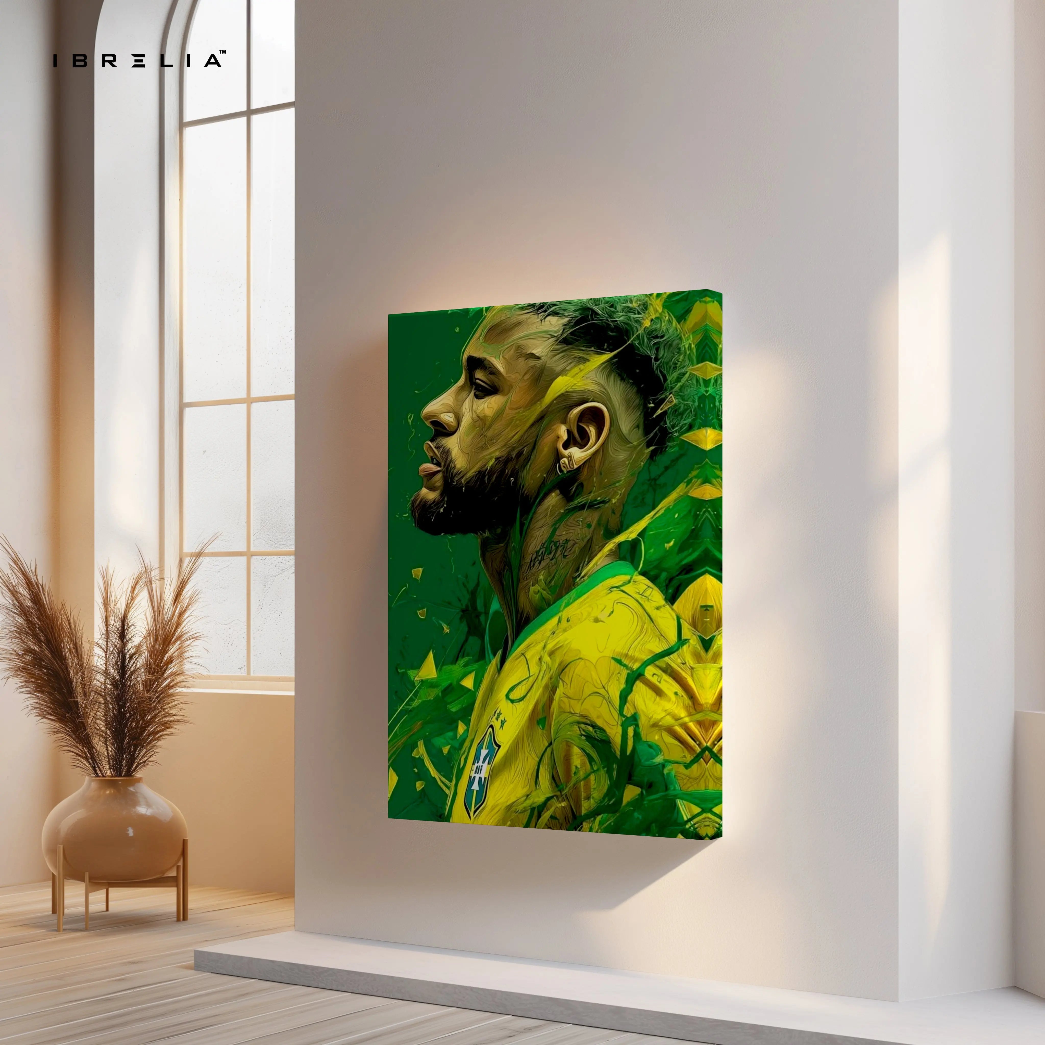 Neymar Jr Portrait Wall Art – Brazil Football Canvas Frame | Neymar Aesthetic Poster Pakistan | IBRELIA™ IBRELIA