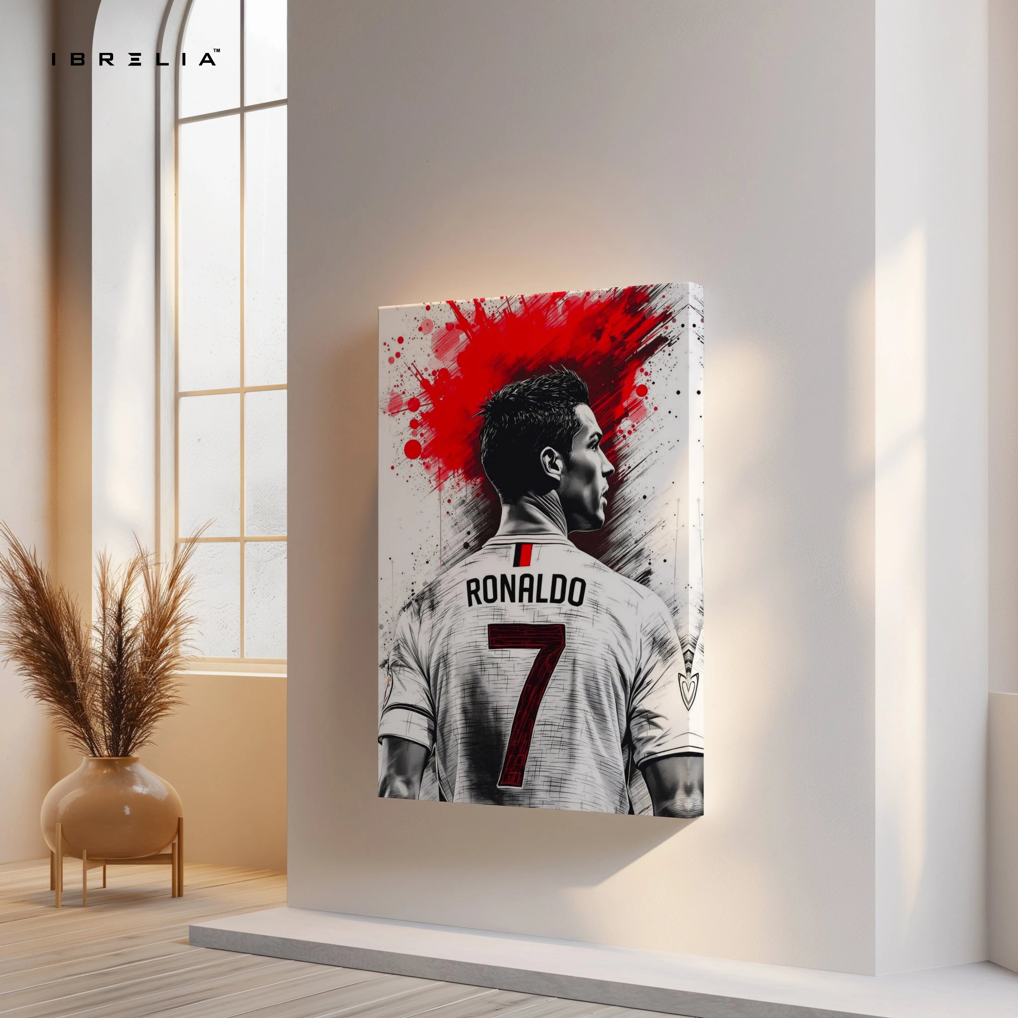 Cristiano Ronaldo No.7 Jersey Wall Art – CR7 Back View Canvas Frame | Ronaldo Football Poster Pakistan | IBRELIA™ IBRELIA