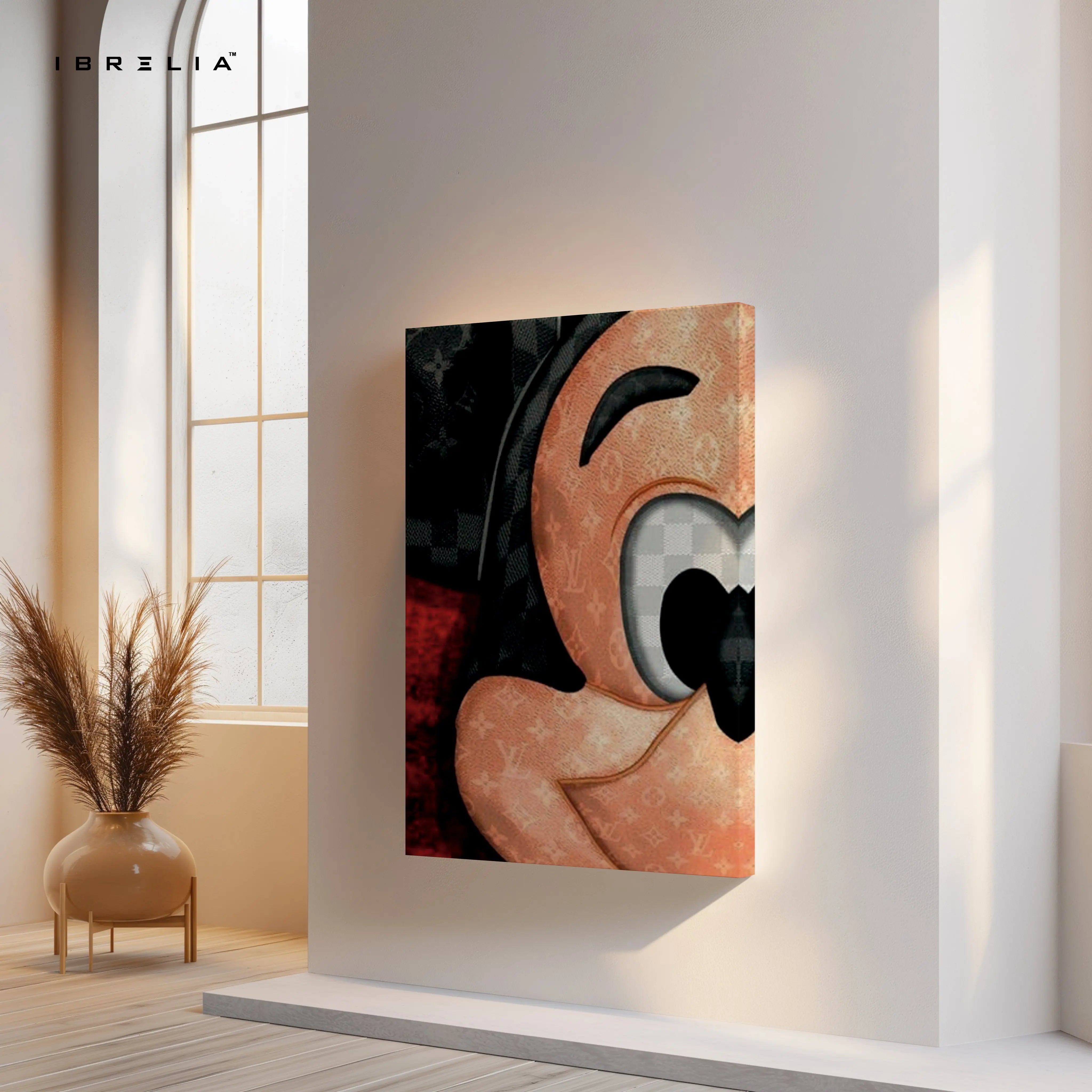 Louis Vuitton x Mickey Wall Art – Luxury Cartoon Canvas Frame | Designer Street Style Poster Pakistan | IBRELIA™ IBRELIA