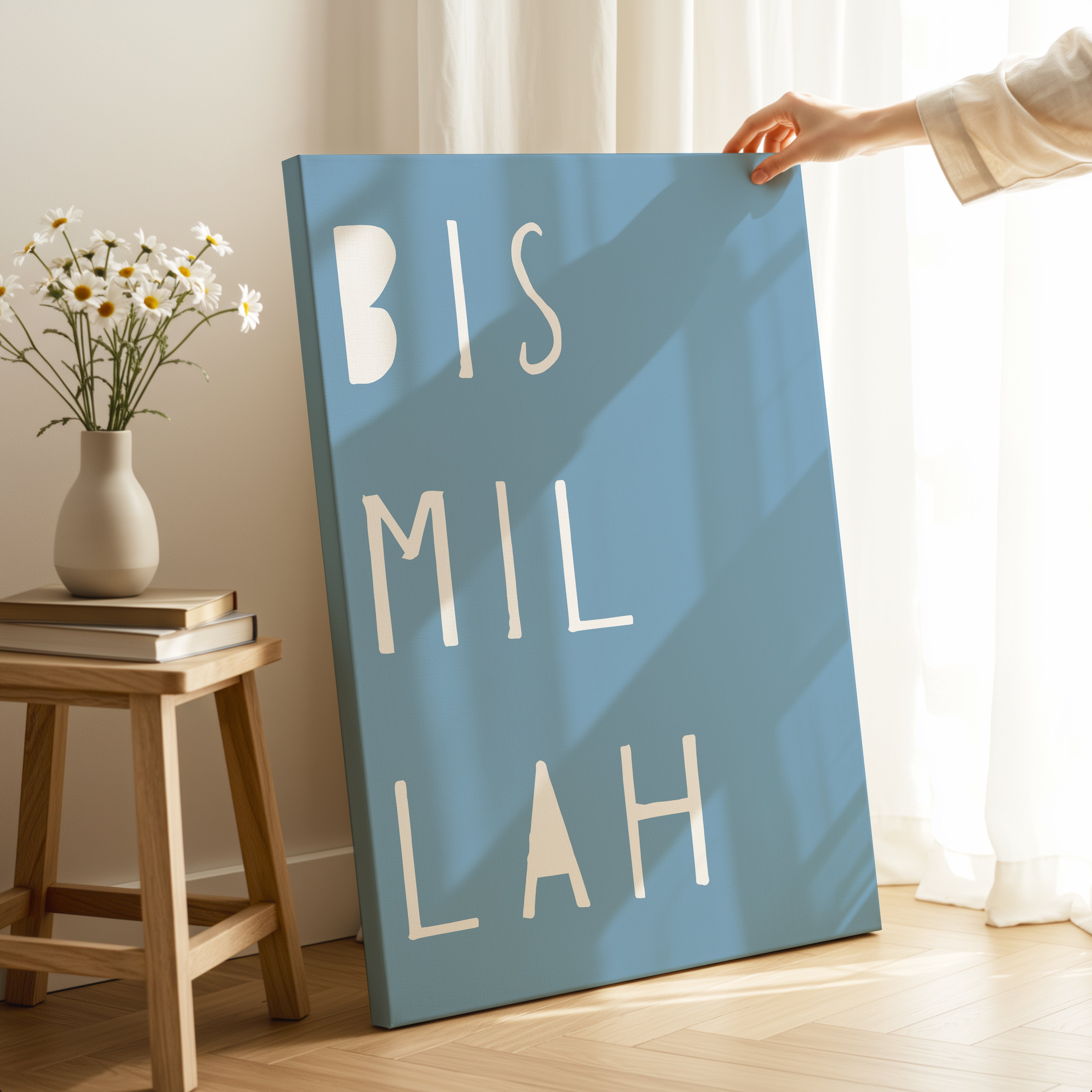 Bismillah Kids Wall Art – Minimal Islamic Nursery Decor | 4K Ultra Wrap Frame Wall Art in Pakistan | IBRELIA™