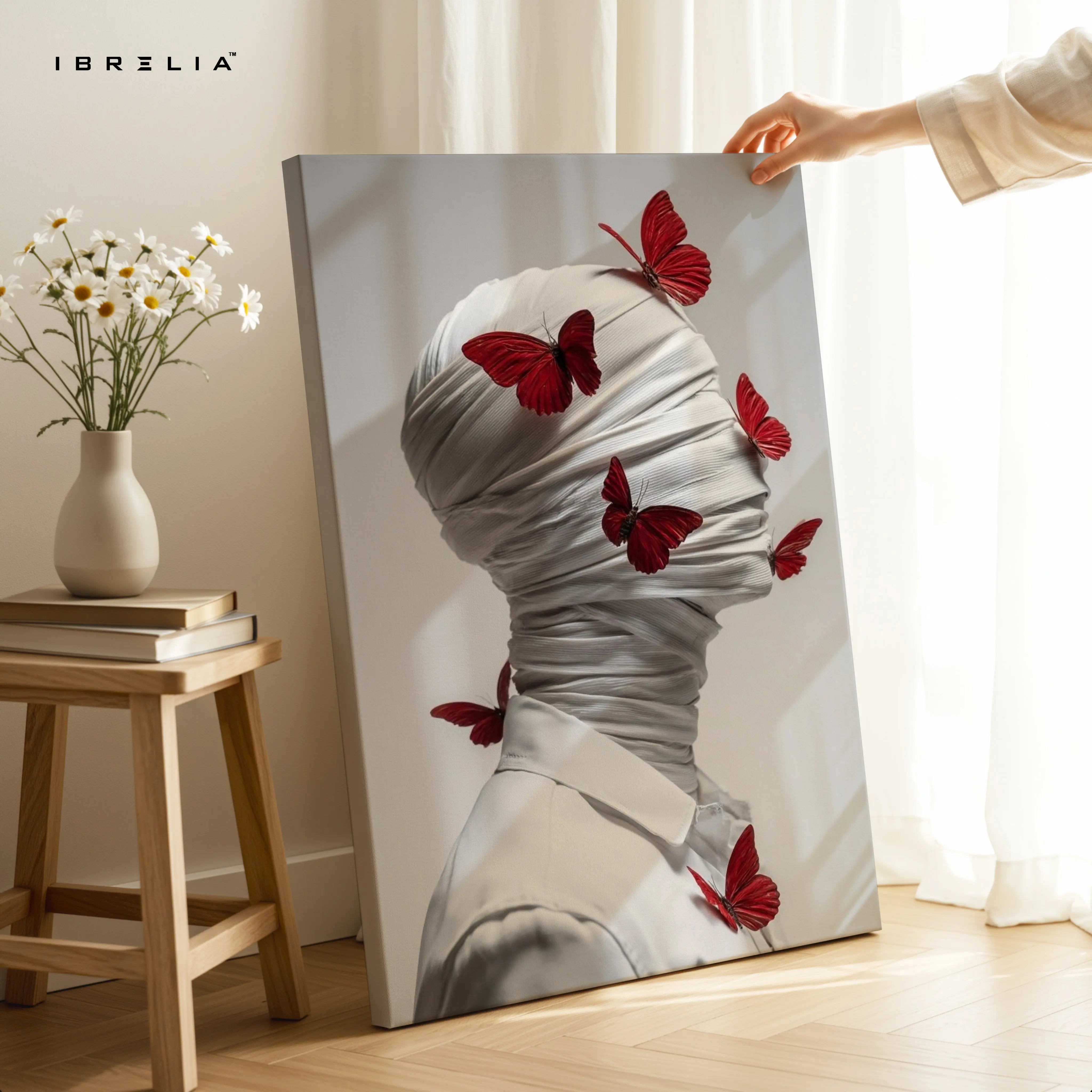 Crimson Butterflies Silence Art – 4K Ultra Wrap Frame Wall Art in Pakistan | IBRELIA™ IBRELIA