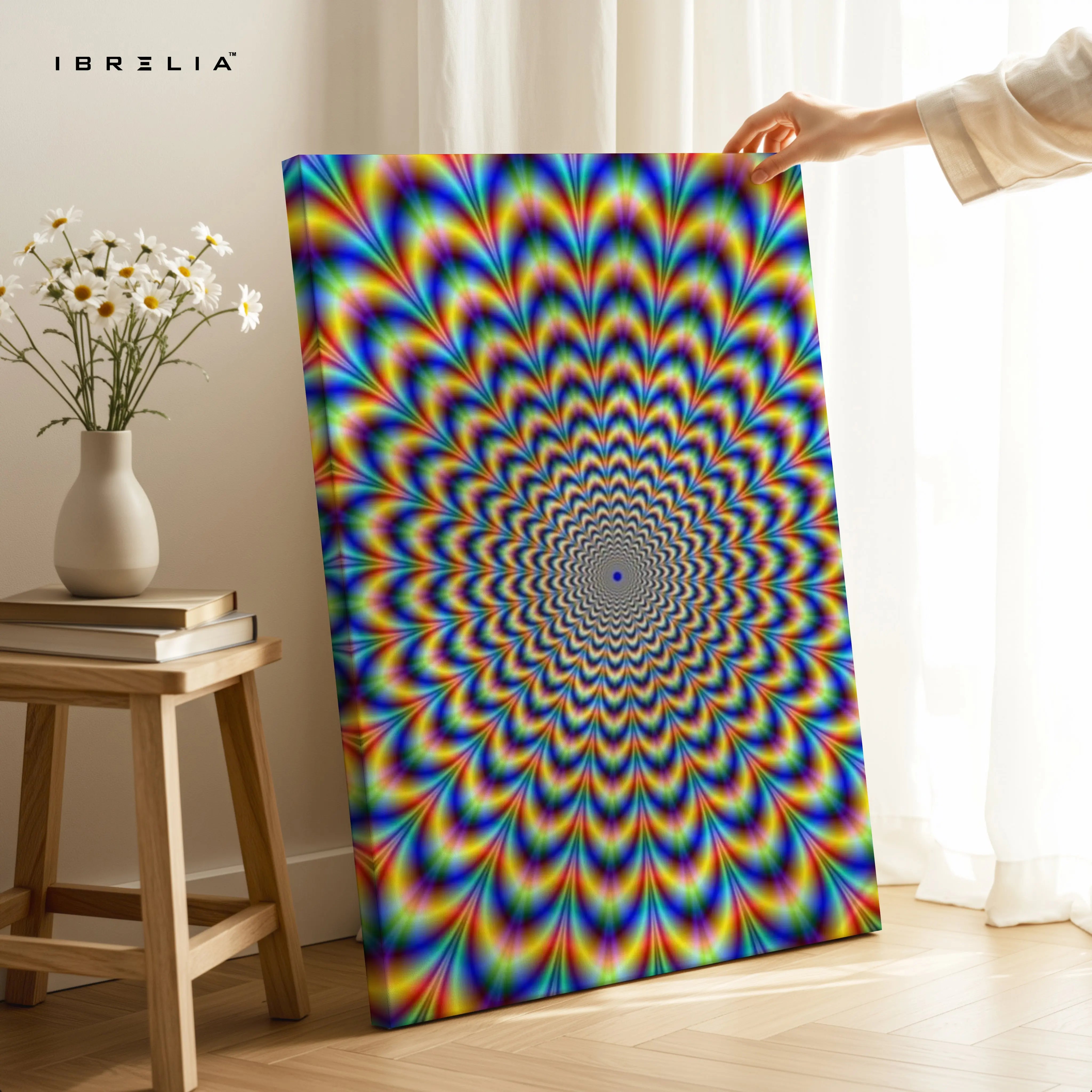 Psychedelic Rainbow Vortex – Optical Illusion 4K Ultra Wrap Frame Wall Art in Pakistan | IBRELIA™ IBRELIA
