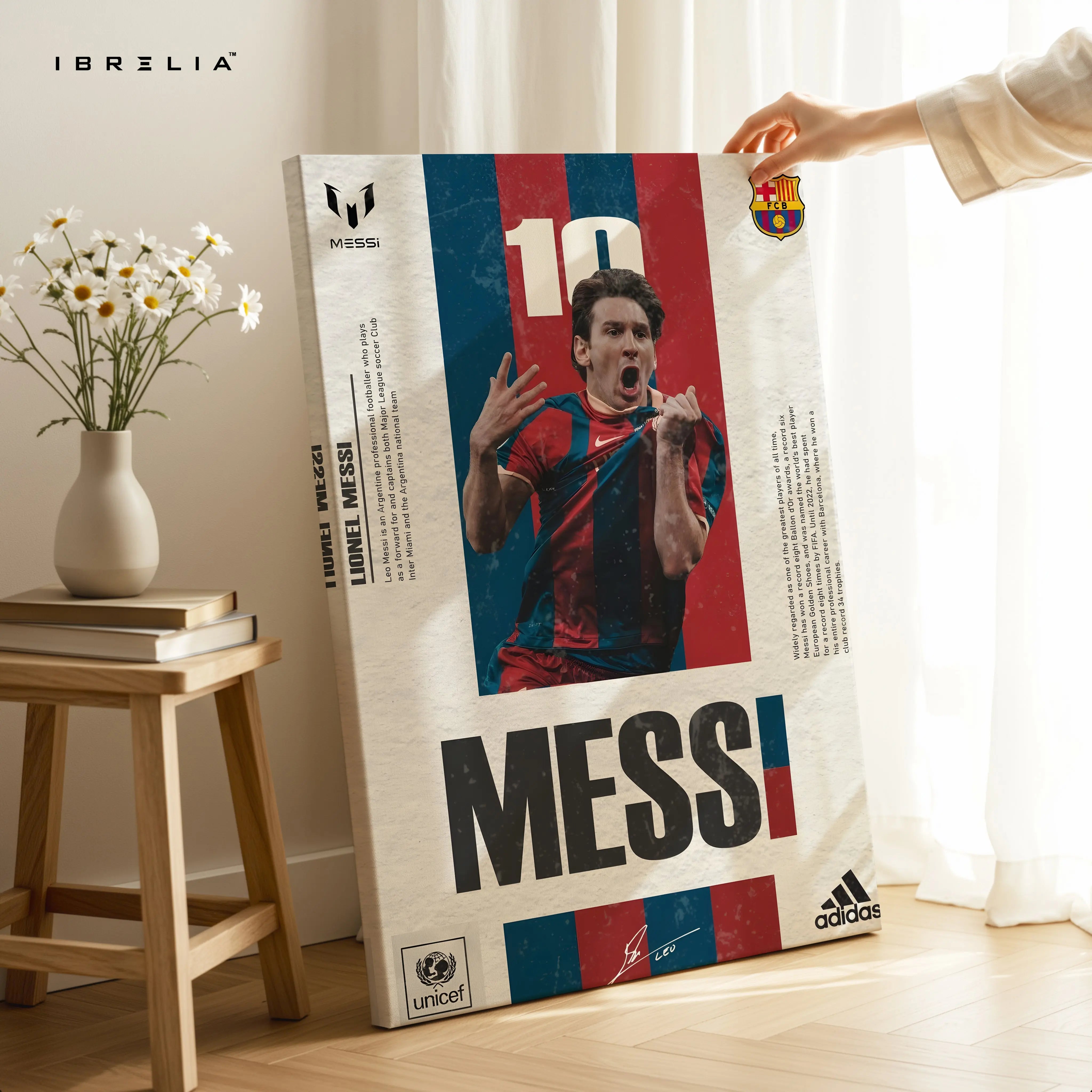 Lionel Messi FC Barcelona Iconic No.10 Poster Art – 4K Ultra Wrap Frame Wall Art in Pakistan | IBRELIA™ IBRELIA