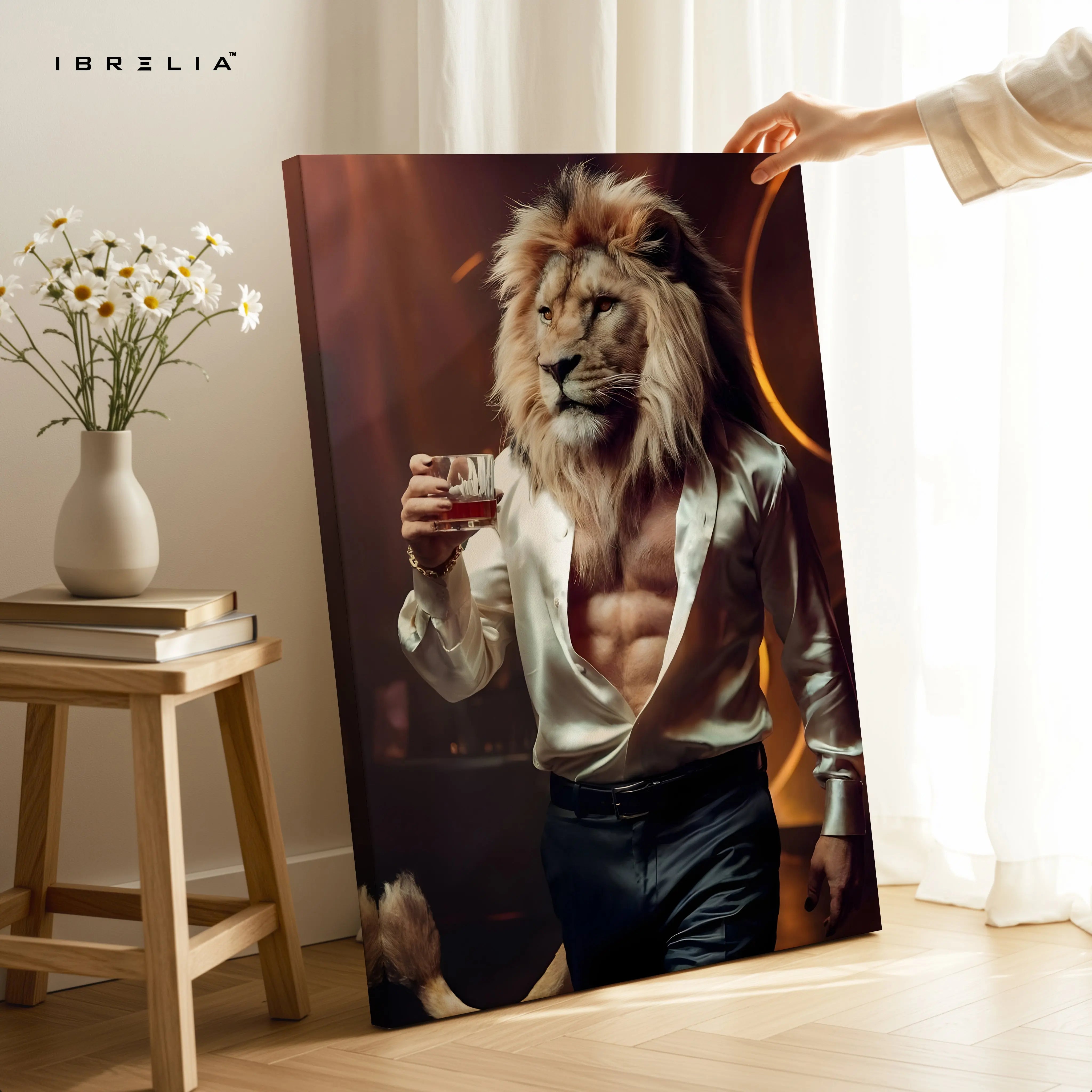 Gentleman Lion Luxury Art – 4K Ultra Wrap Frame Wall Art in Pakistan | IBRELIA™ IBRELIA