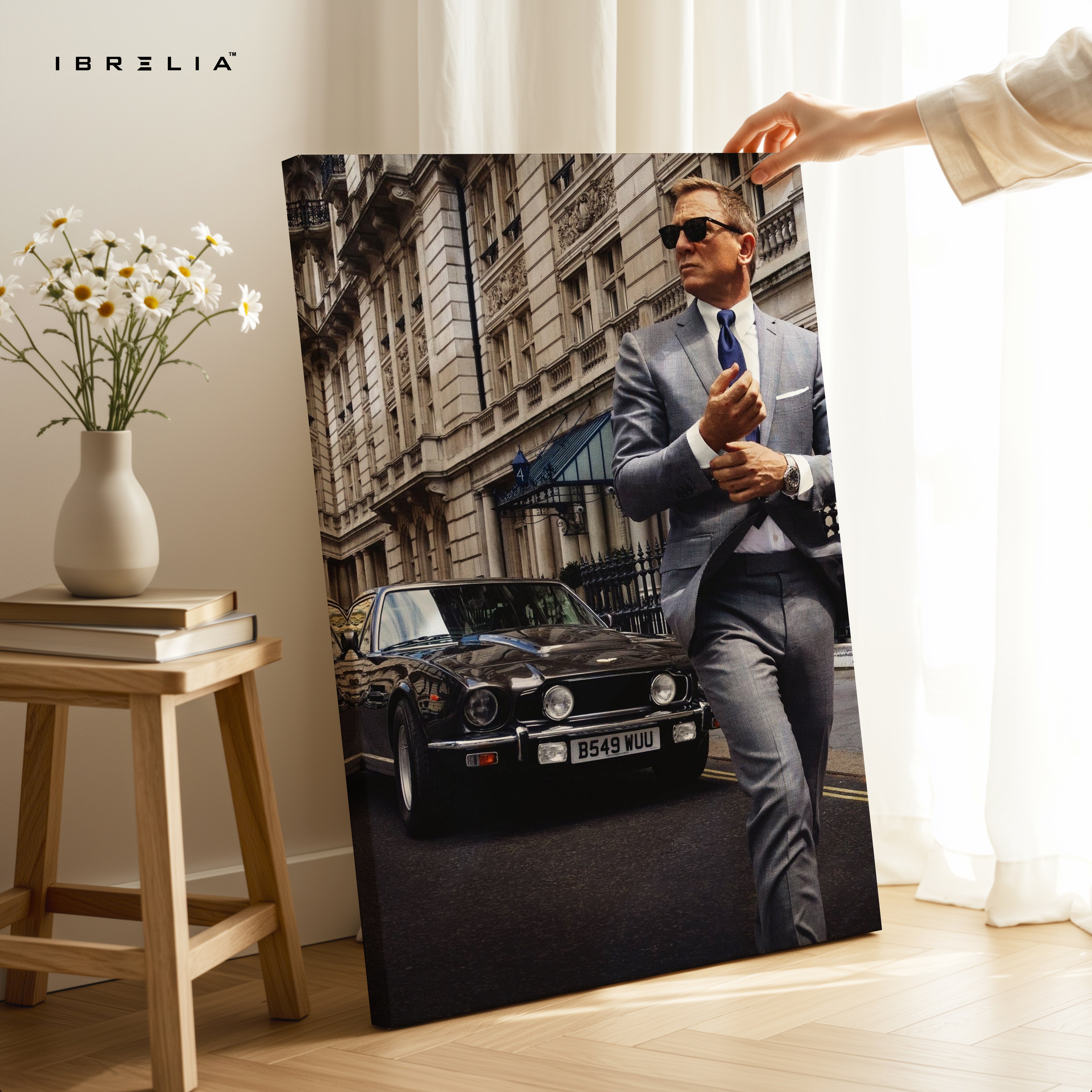 James Bond Street Elegance – 007 Suit & Aston Martin Cinematic 4K Ultra Wrap Frame Wall Art in Pakistan | IBRELIA™ IBRELIA