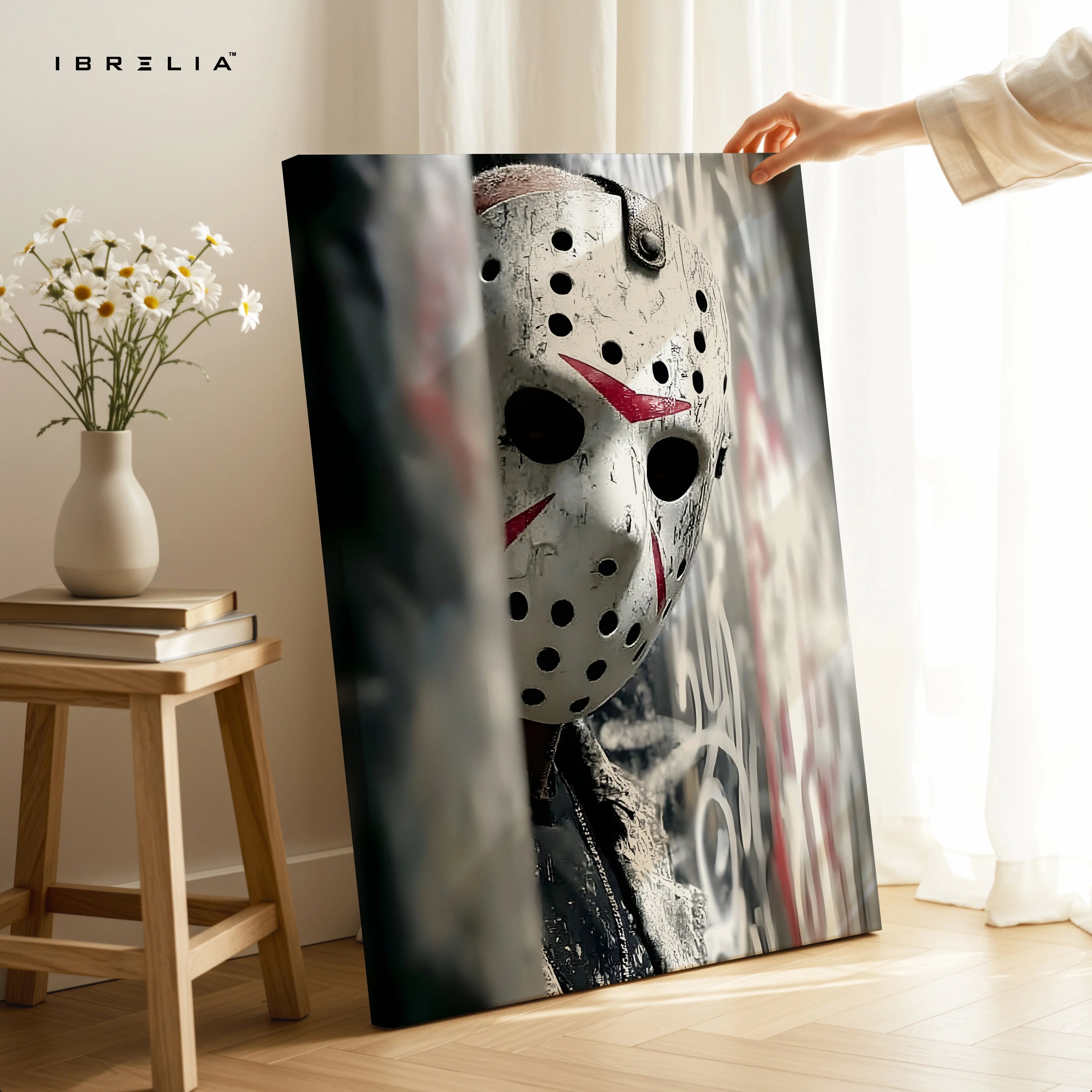 Jason Mask Shadow – Horror Icon 4K Ultra Wrap Frame Wall Art | IBRELIA™ IBRELIA