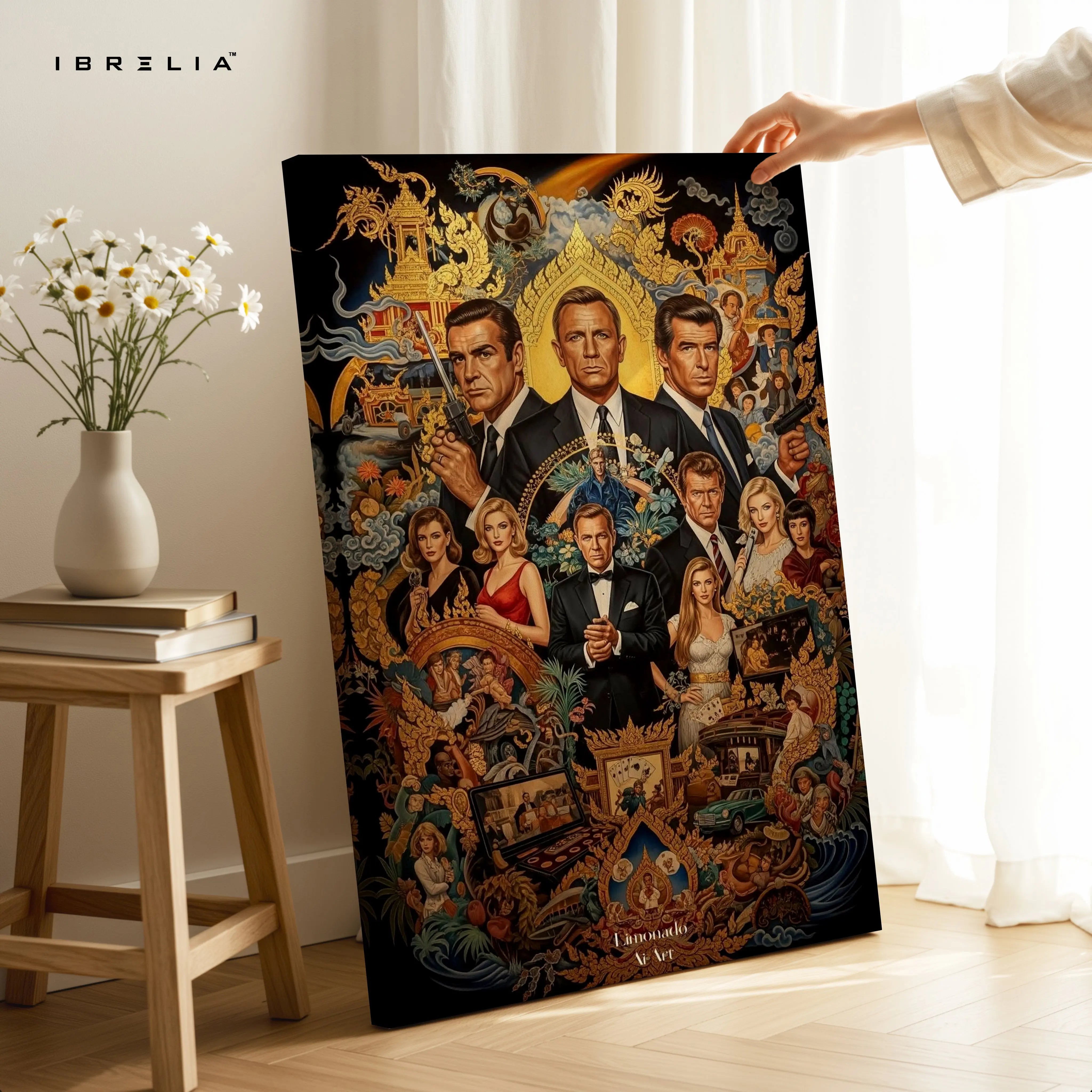 James Bond Legacy Collage – 007 Cinematic 4K Ultra Wrap Frame Wall Art in Pakistan | IBRELIA™ IBRELIA