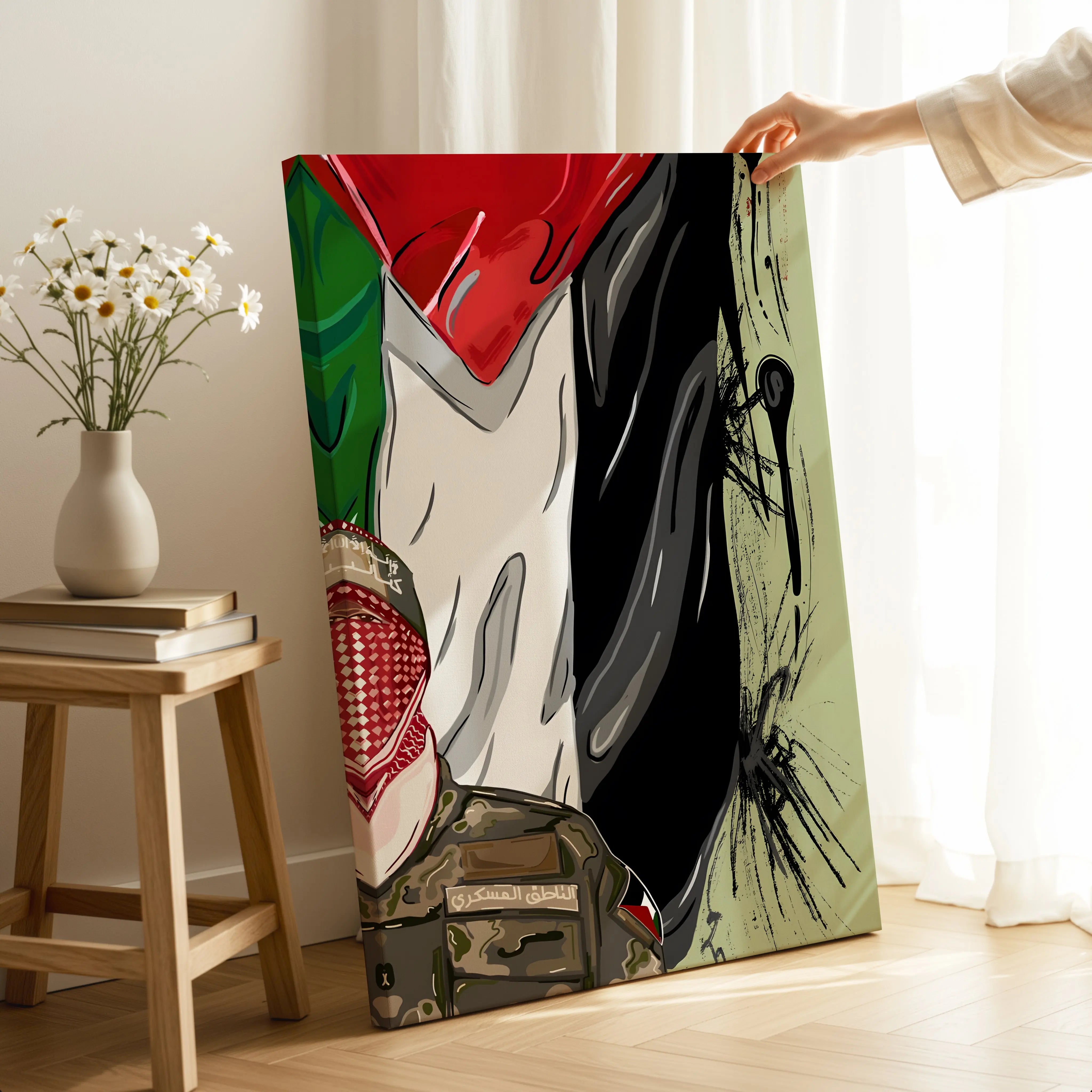 Palestine Resistance Art – Keffiyeh Soldier Graphic | 4K Ultra Wrap Frame Wall Art in Pakistan | IBRELIA™ IBRELIA