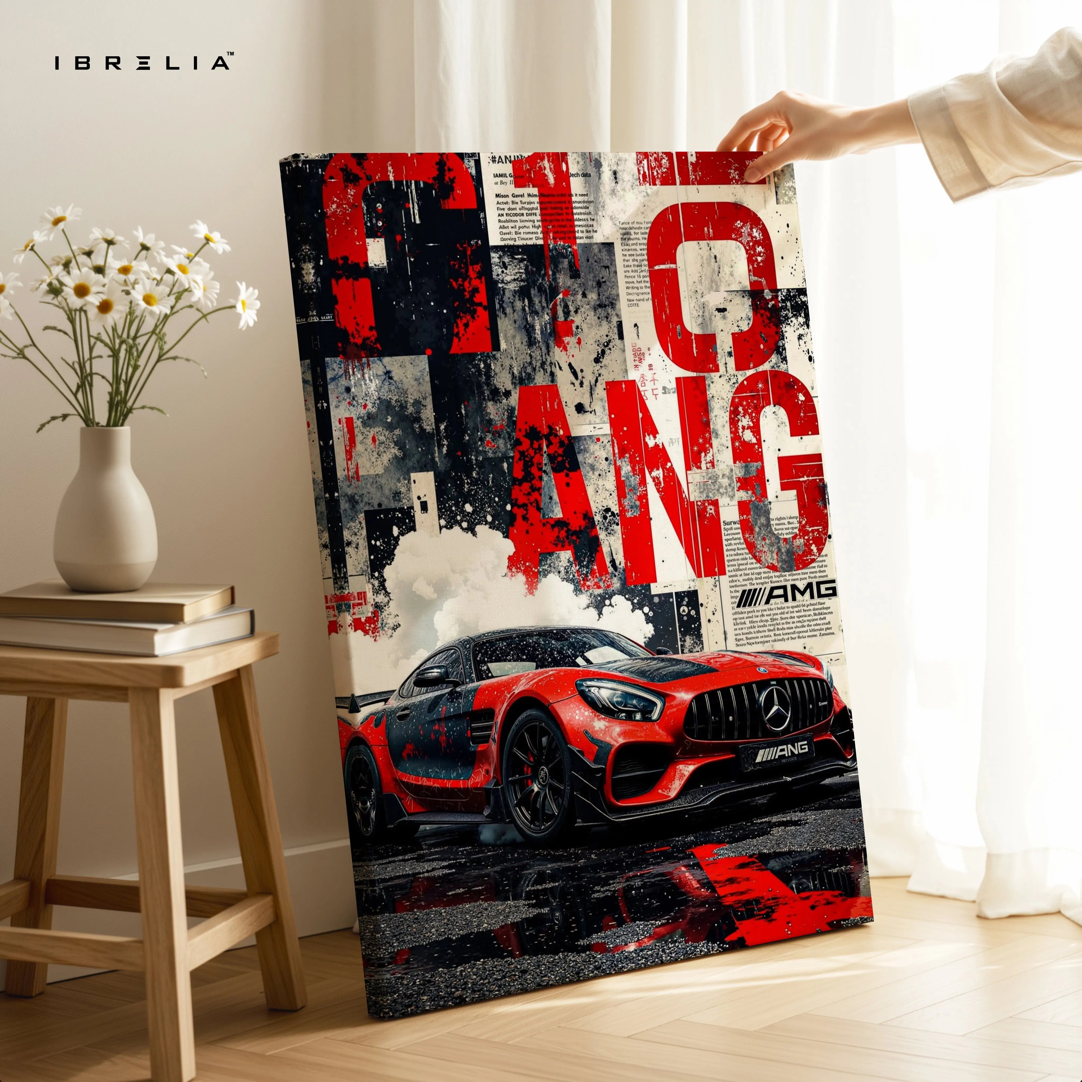 Mercedes AMG Street Racing Wall Art – Performance Car Canvas Frame Pakistan | Luxury Car Poster | IBRELIA™ IBRELIA