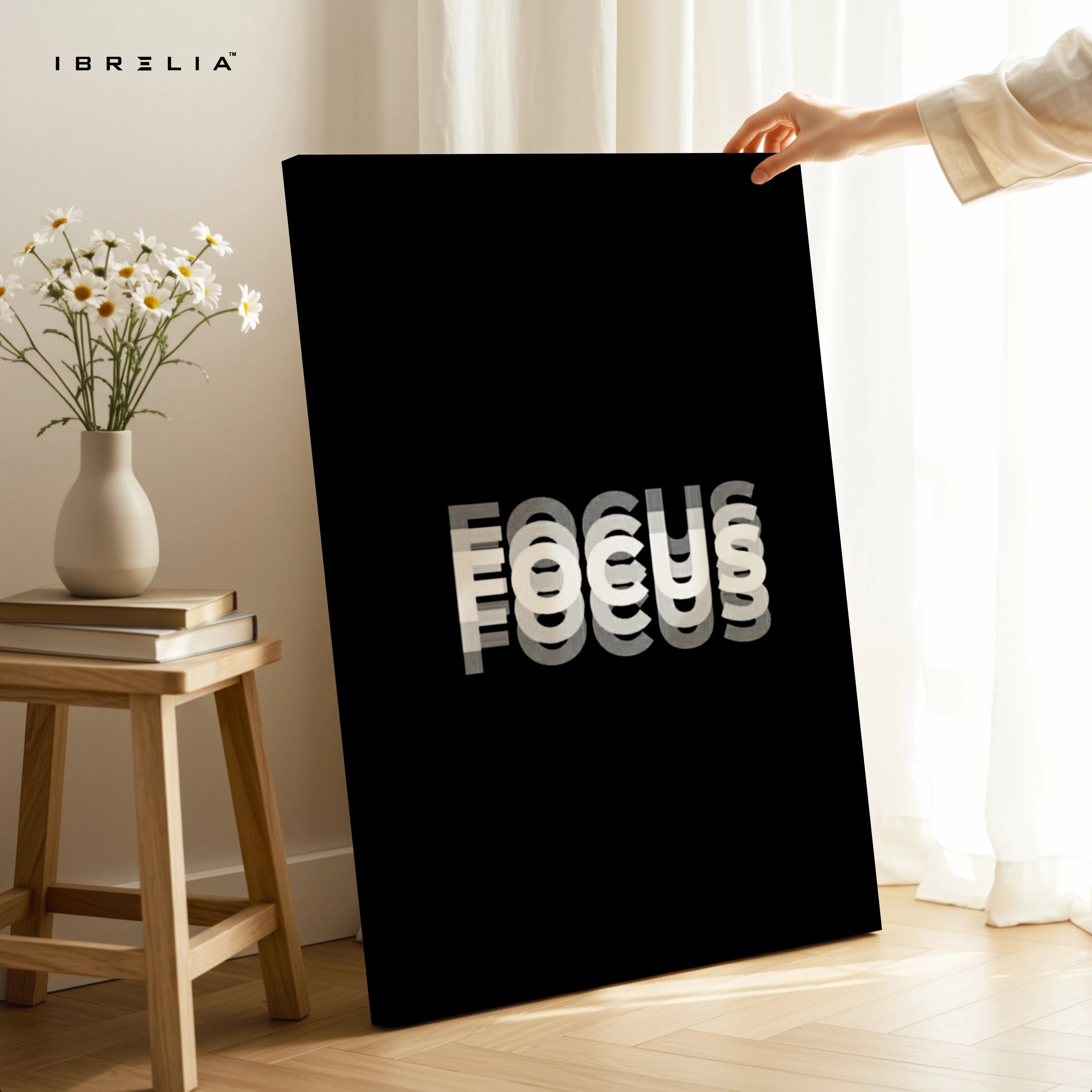 Focus Minimal Typography Art – Modern Motivation Quote | 4K Ultra Wrap Frame Wall Art in Pakistan | IBRELIA™ IBRELIA