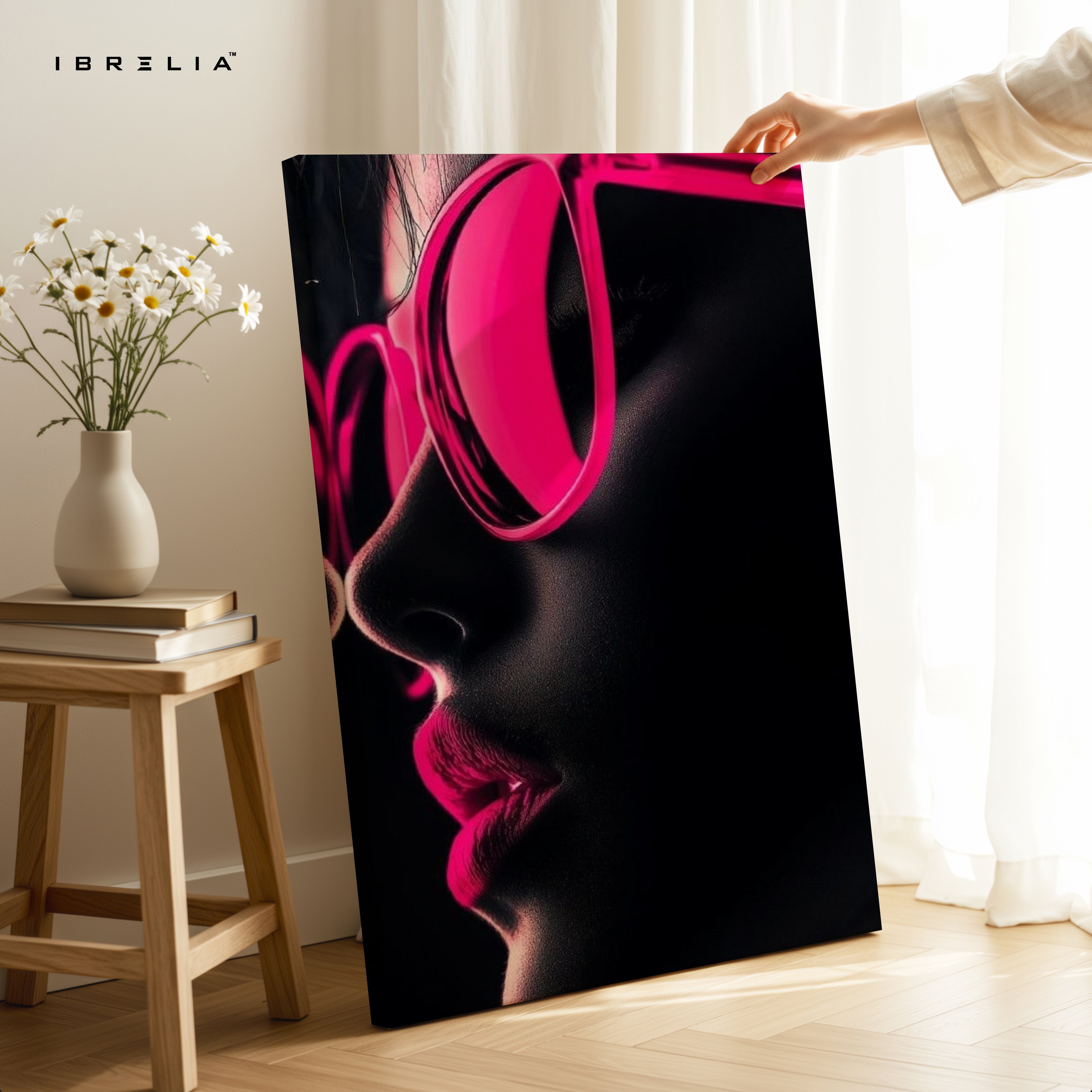Neon Pink Silence – Minimal Fashion Portrait Art | 4K Ultra Wrap Frame Wall Art in Pakistan | IBRELIA™