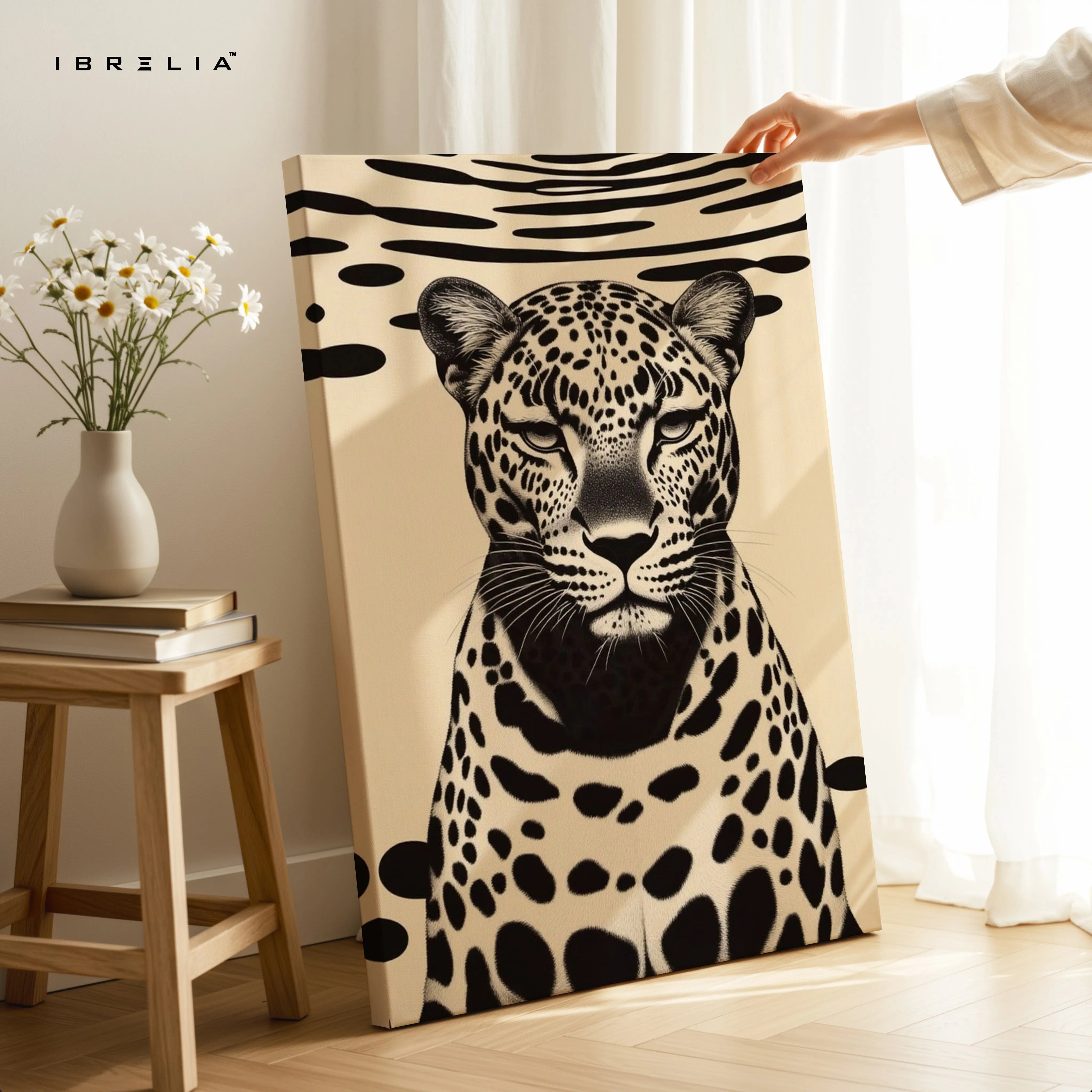 Minimal Leopard Portrait Art – 4K Ultra Wrap Frame Wall Art in Pakistan | IBRELIA™ IBRELIA