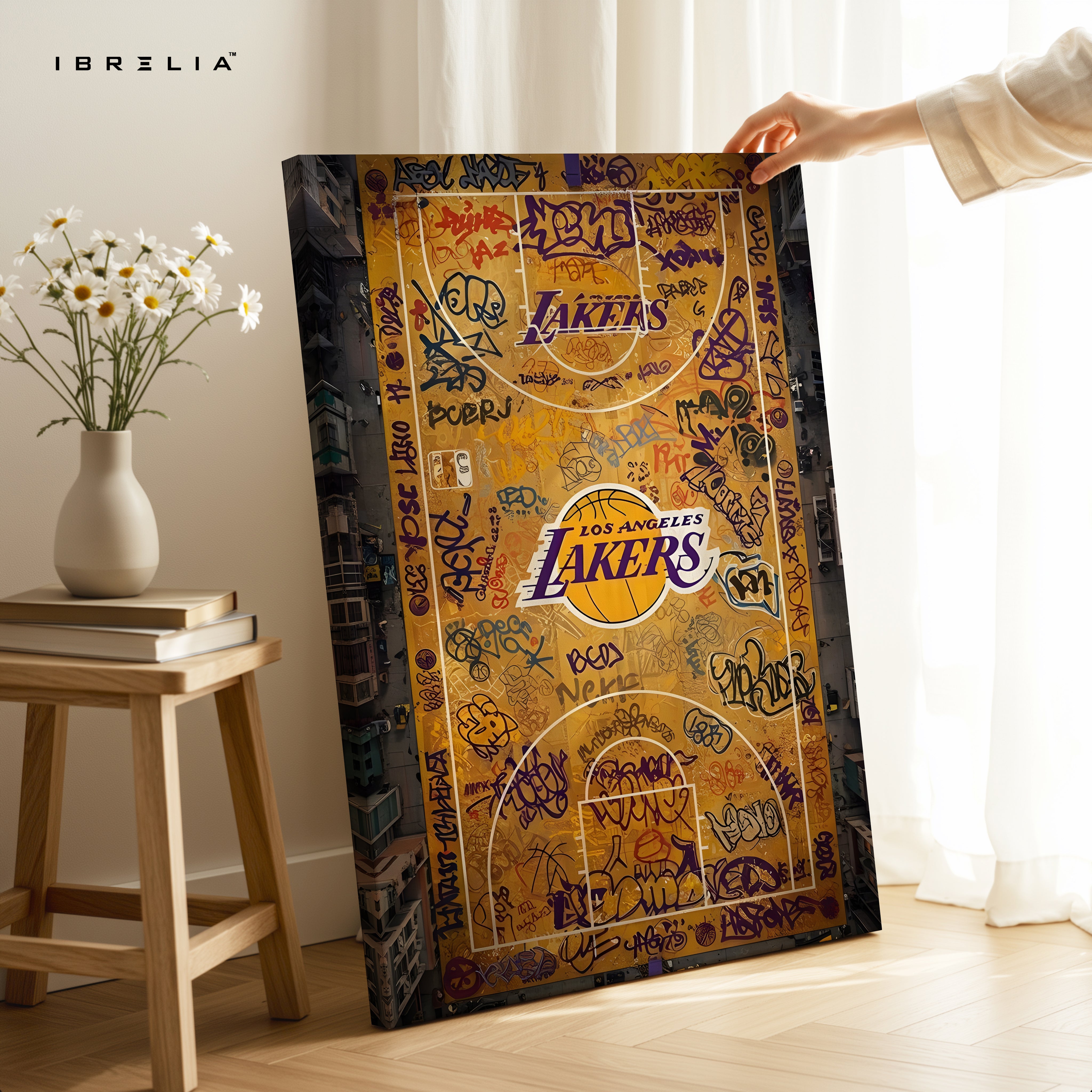 Los Angeles Lakers Graffiti Court Art – 4K Ultra Wrap Frame Wall Art in Pakistan | IBRELIA™