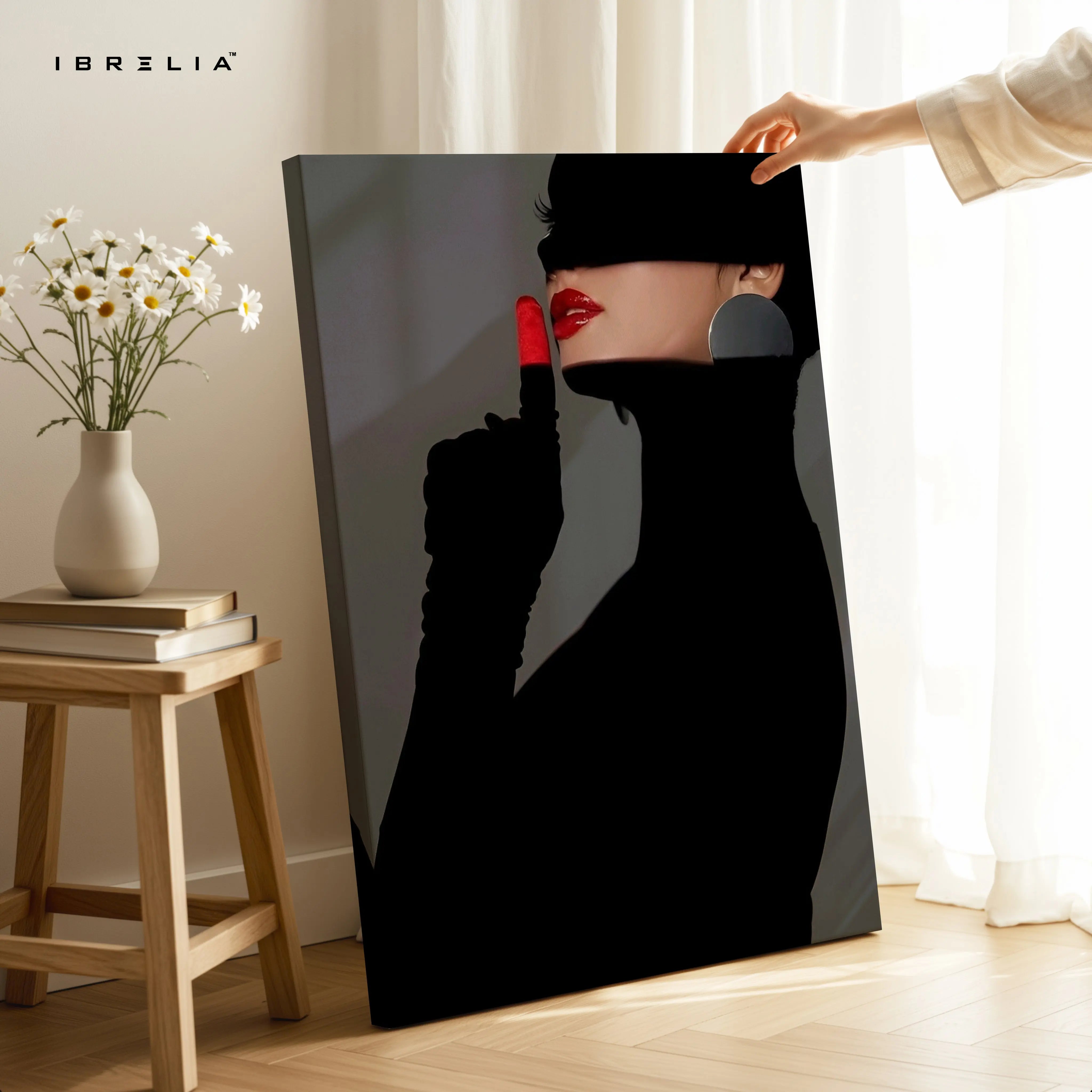 Midnight Red Lips Noir Art – 4K Ultra Wrap Frame Wall Art in Pakistan | IBRELIA™ IBRELIA