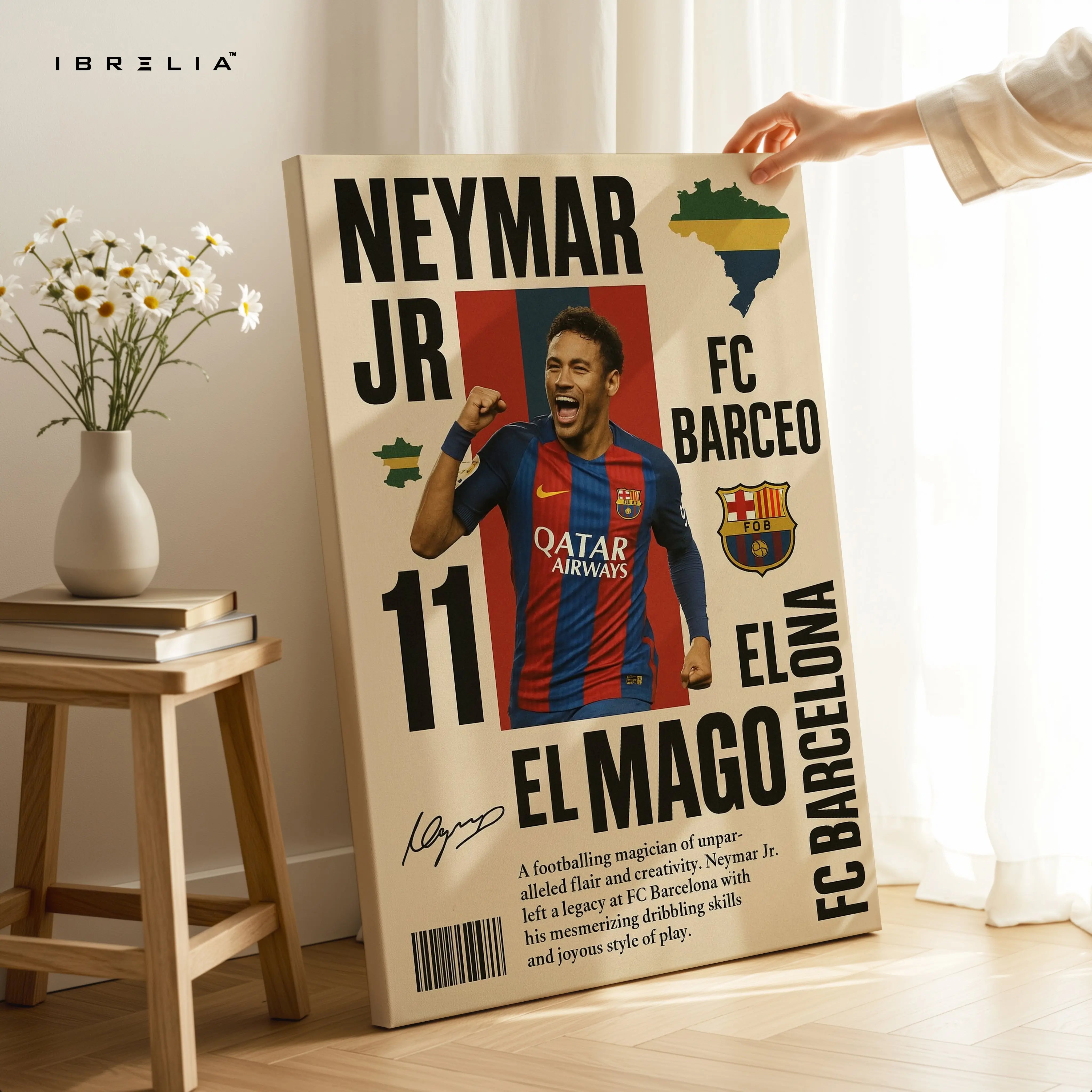 Neymar Jr “El Mago” FC Barcelona Poster Art – 4K Ultra Wrap Frame Wall Art in Pakistan | IBRELIA™ IBRELIA